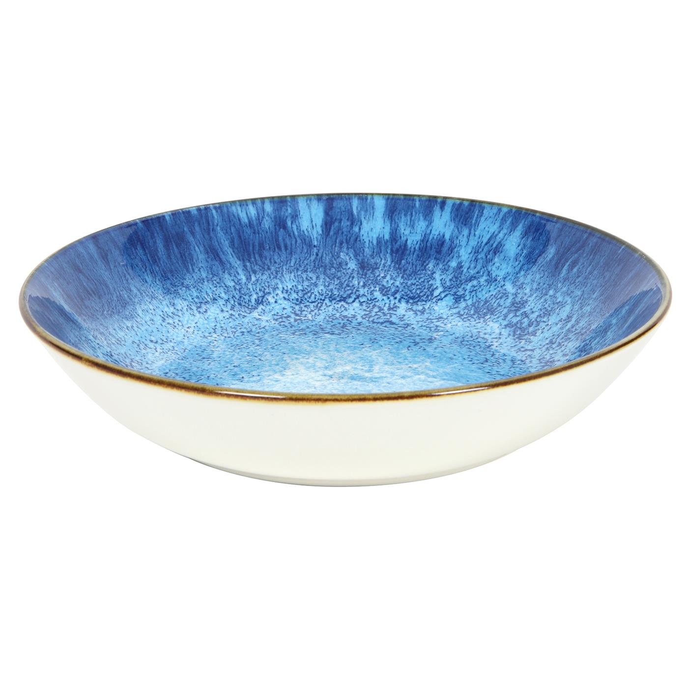 Merkloos Diep Bord Ø20cm Reactive Glaze Print Blue Doos A 6 Stuks
