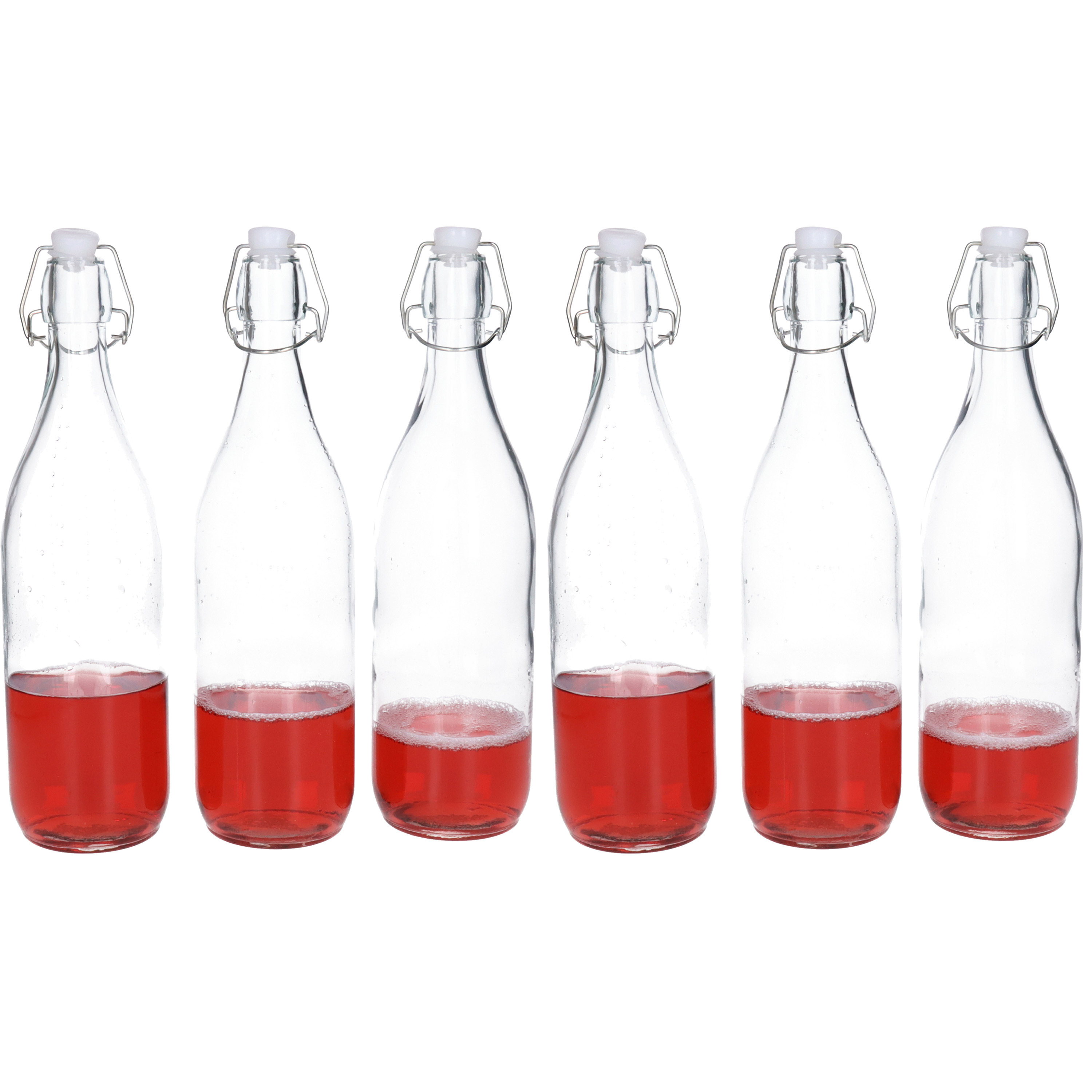 Alessandro Beugelfles/weckfles set van 24x - transparant - 1 liter - 32 cm - karaf - waterfles met beugeldop -