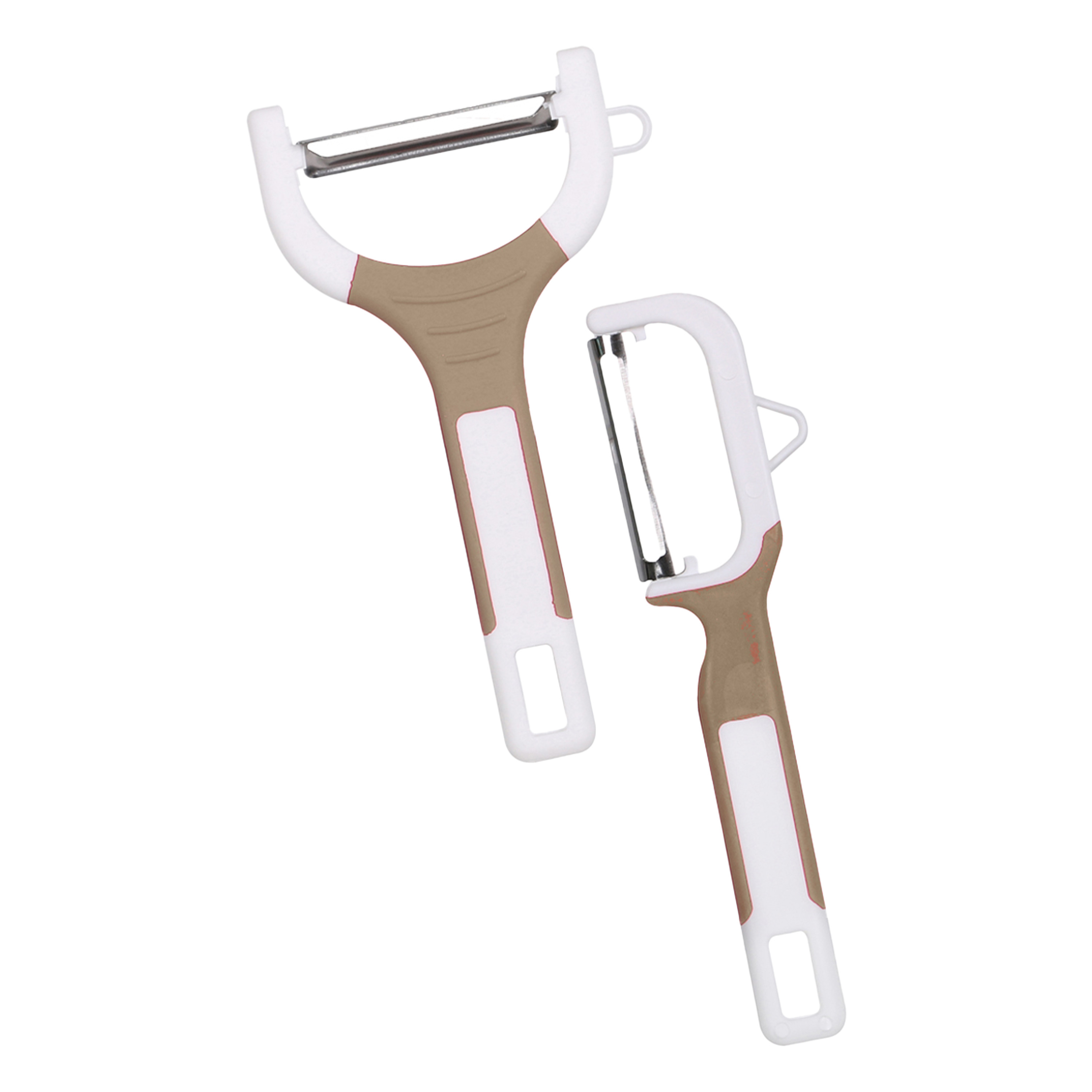 Urban Living Dunschillers - set 2x - beige - kunststof - rvs - aardappel en fruit schilmesjes -
