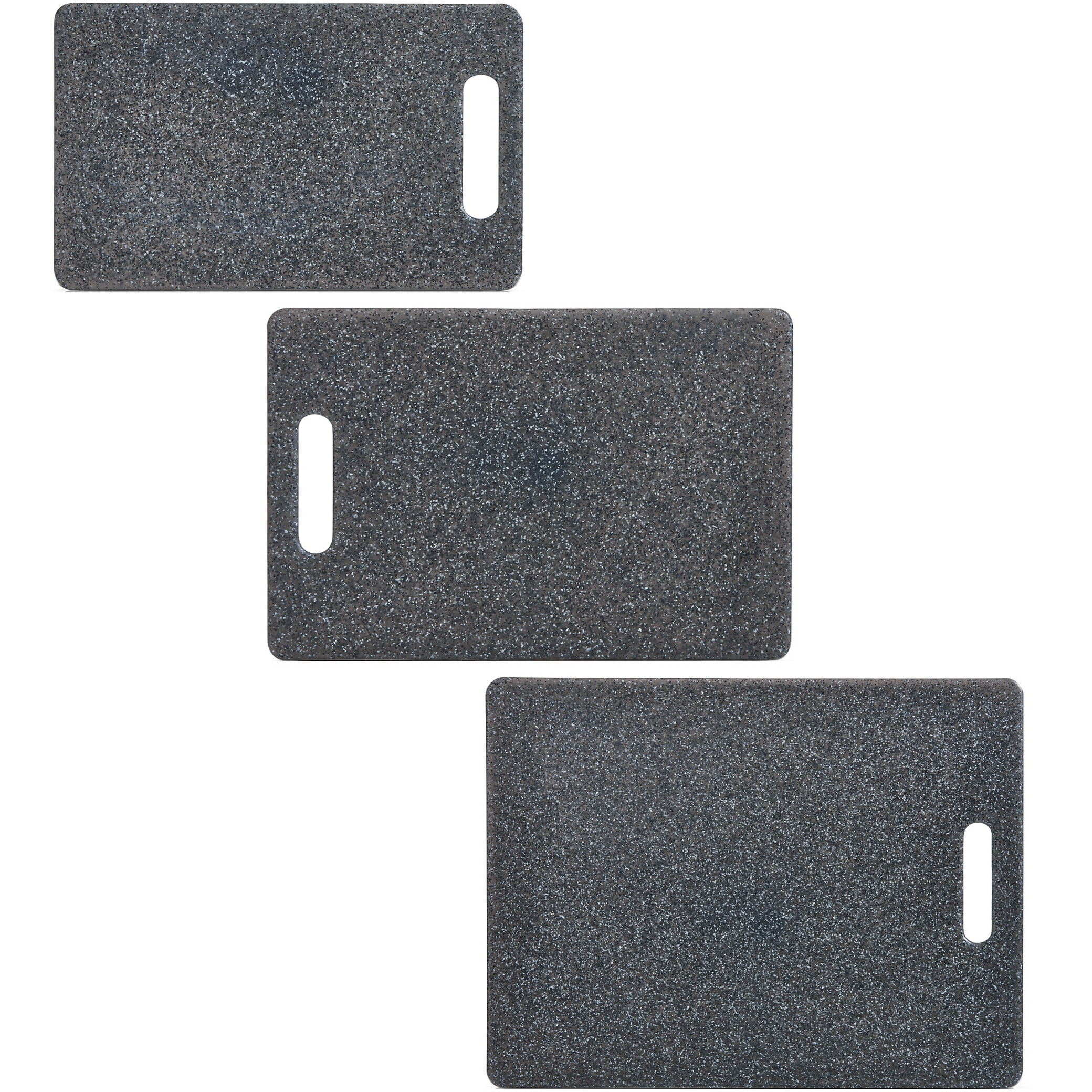 Zeller 3x Rechthoekige antracieten snijplanken kunststof 25cm, 30cm en cm -