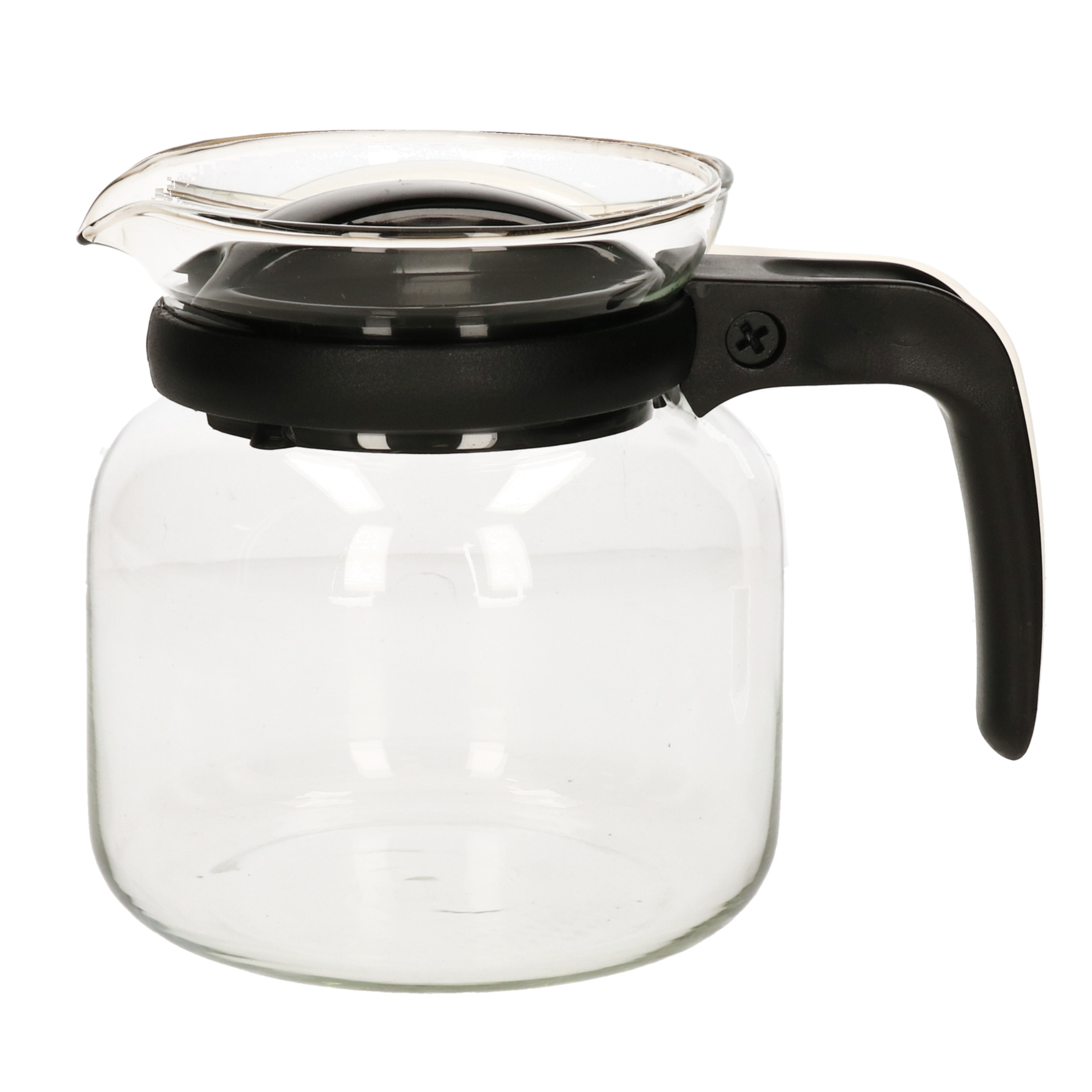 Gerimport Theepot - glas - kunststof deksel - zwart - 1 liter - theekan -