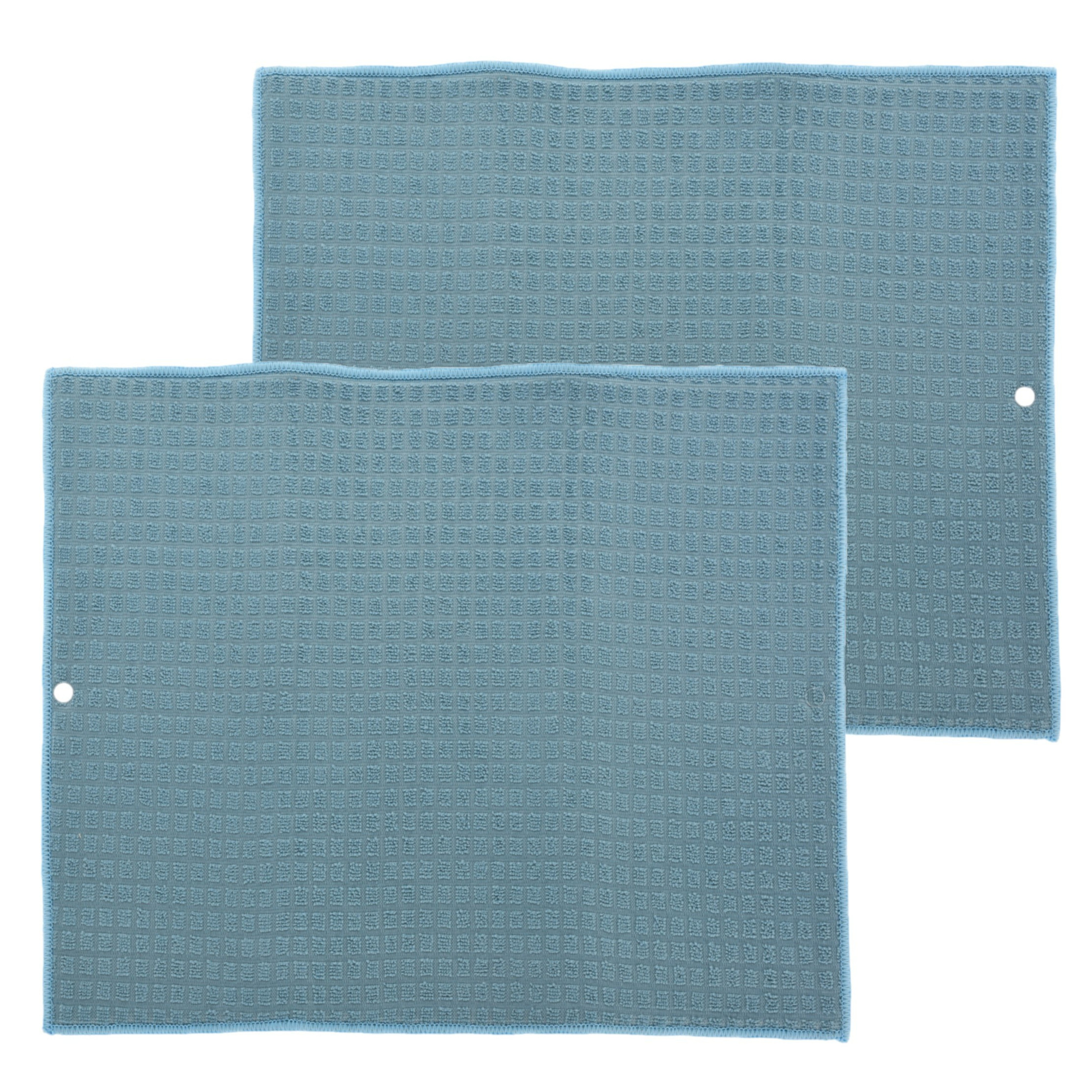 Merkloos Afwas afdruipmat keuken - 2x - absorberend- microvezel - blauw - x cm -
