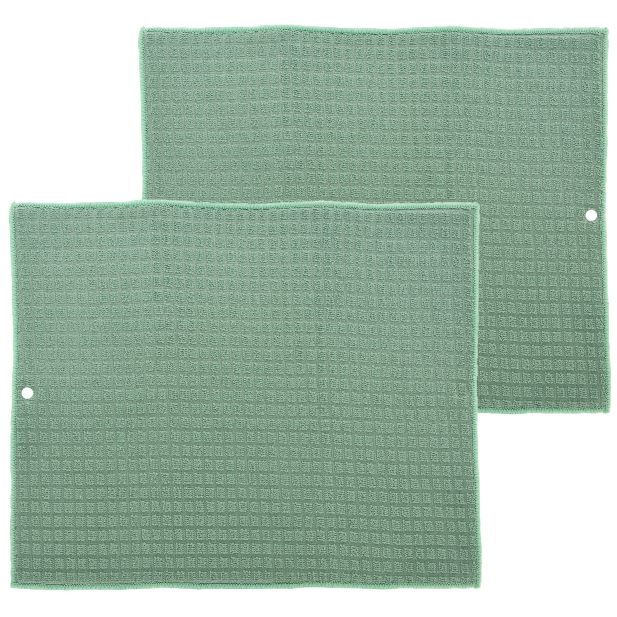 Merkloos Afwas afdruipmat keuken - 2x - absorberend- microvezel - groen - x cm -