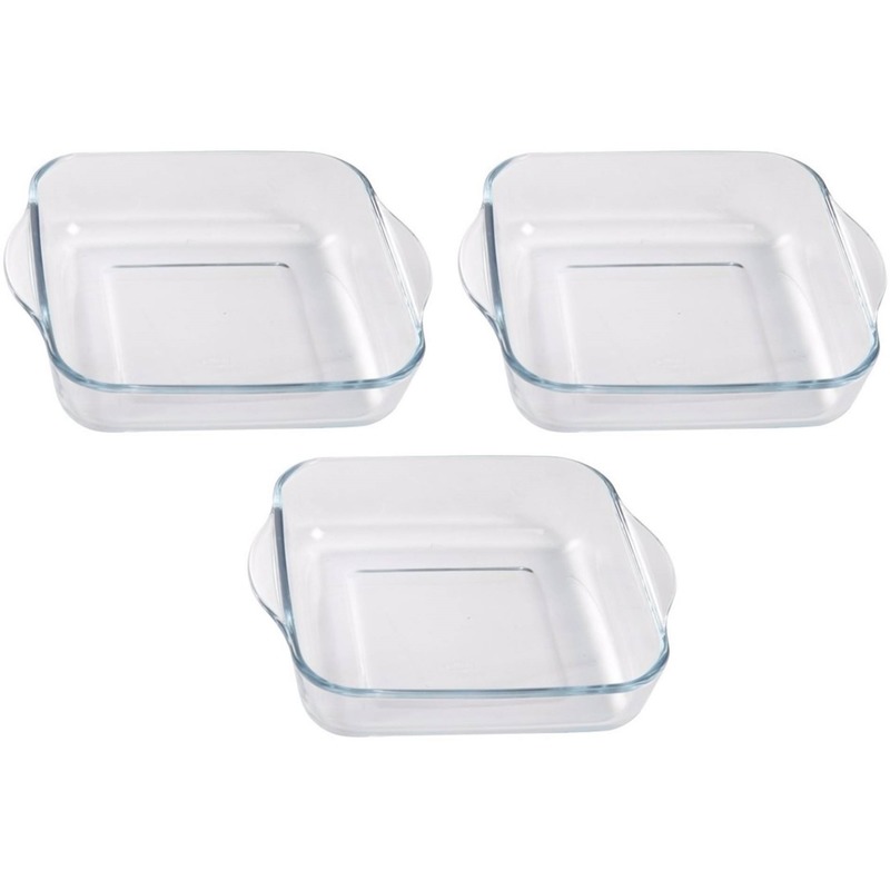 Cosy & Trendy 3x Ovenschalen 22 x 22 cm van glas -