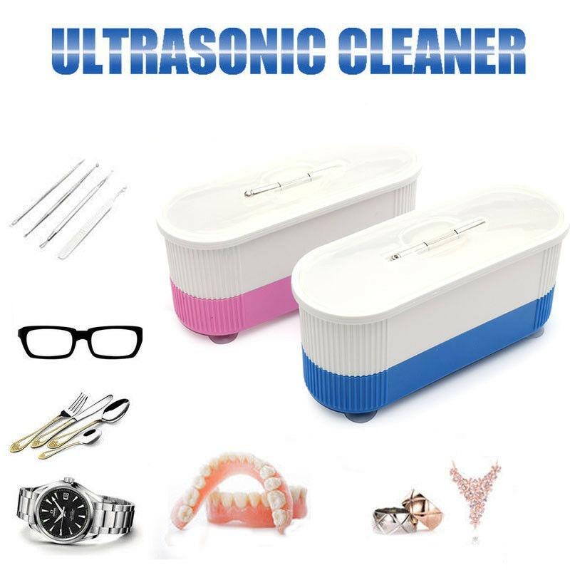 Effervescent 1PC Ultrasone sieradenreiniger Kunstgebitbrillen Munten Zilverreinigingsmachine blauw