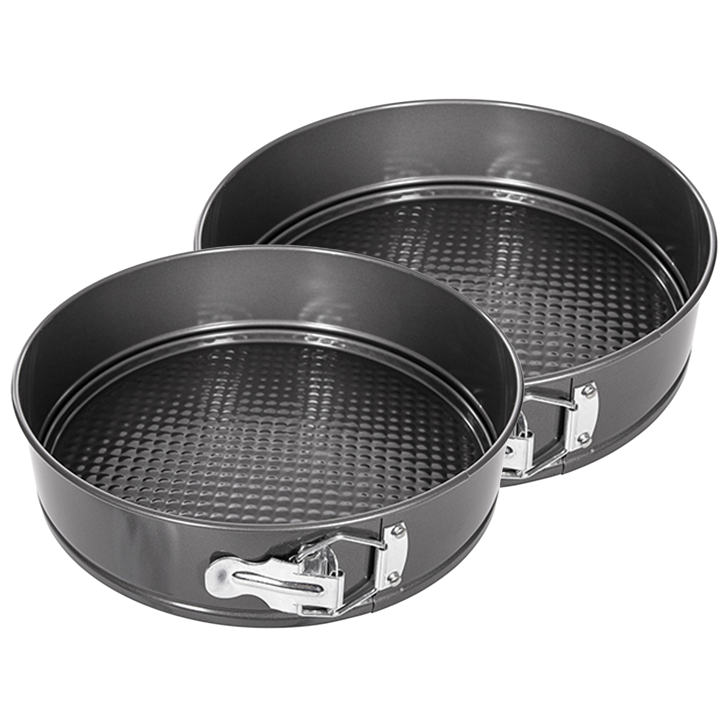 Merkloos Bak/springvormen - 2x stuks - metaal - zilvergrijs - 26 en 22 cm - bakgerei - taarten -
