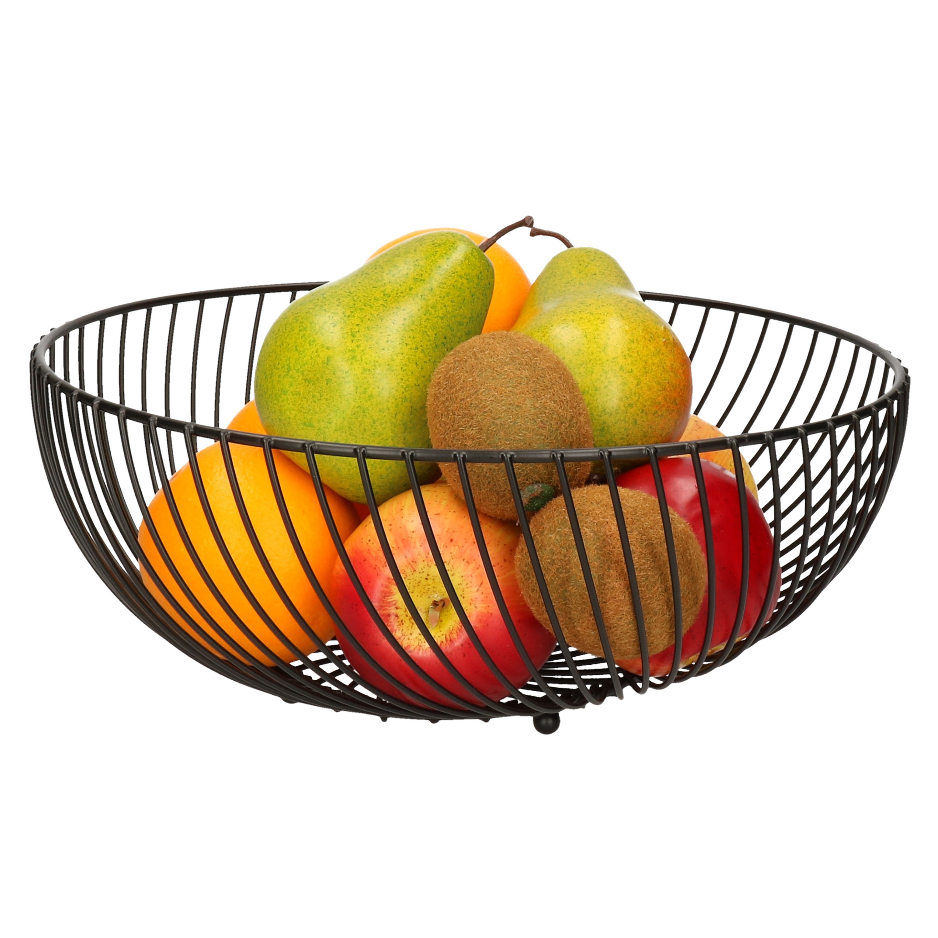 Merkloos Fruitschaal/fruitmand rond zwart metaal 30 cm -