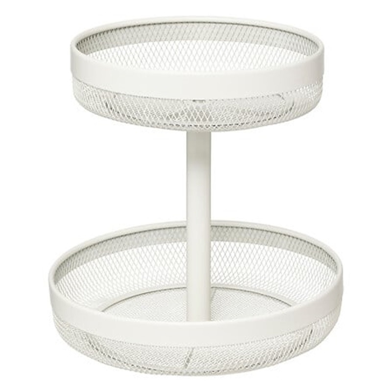 5five Fruitschaal/fruitmand 2-laags model Double Fruit - metaal - D30 x H31 cm - wit - rond -
