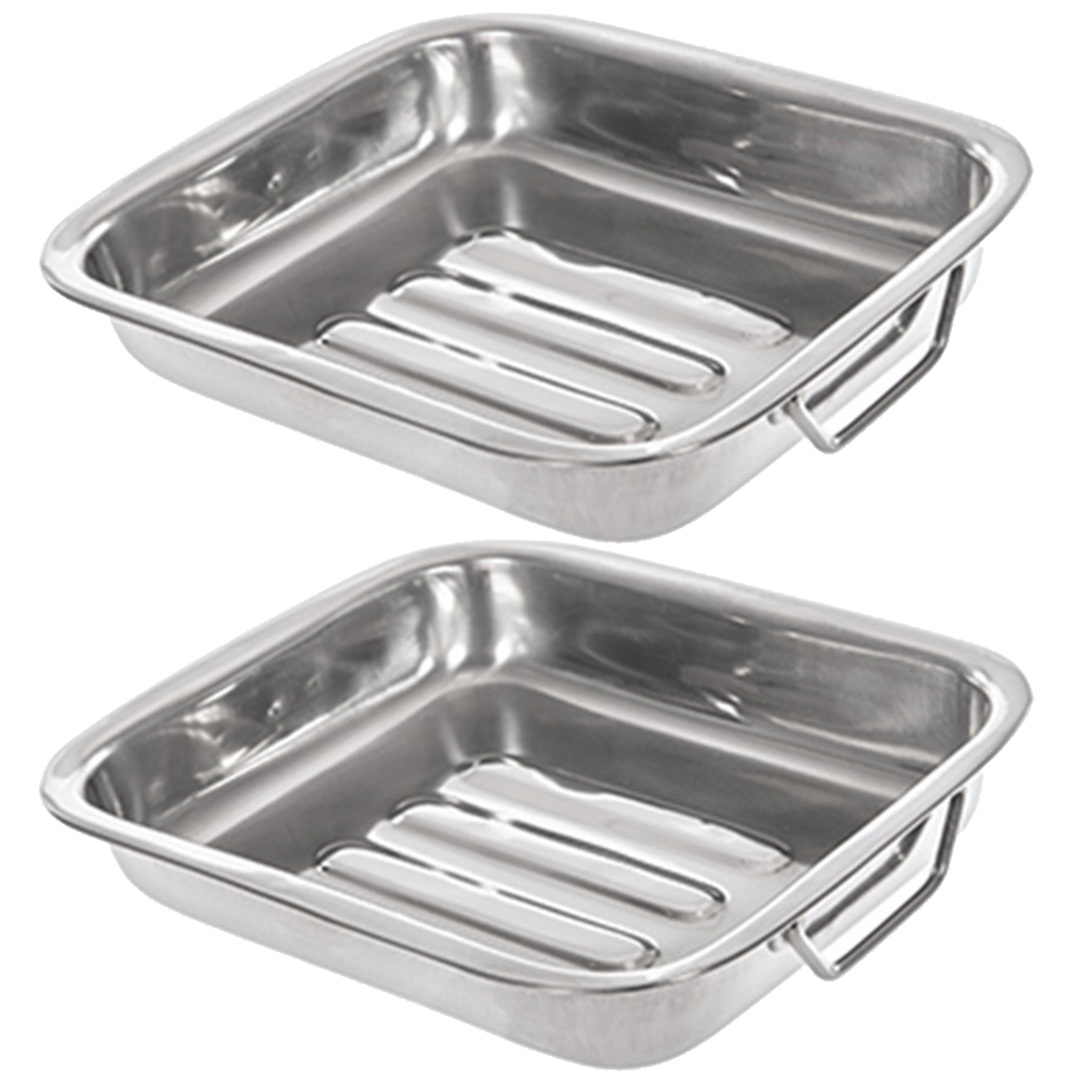 CM Braadslede/ovenschaal RVS - 2x - rechthoekig - 26 x 21 x 5  - braadblik - oven -
