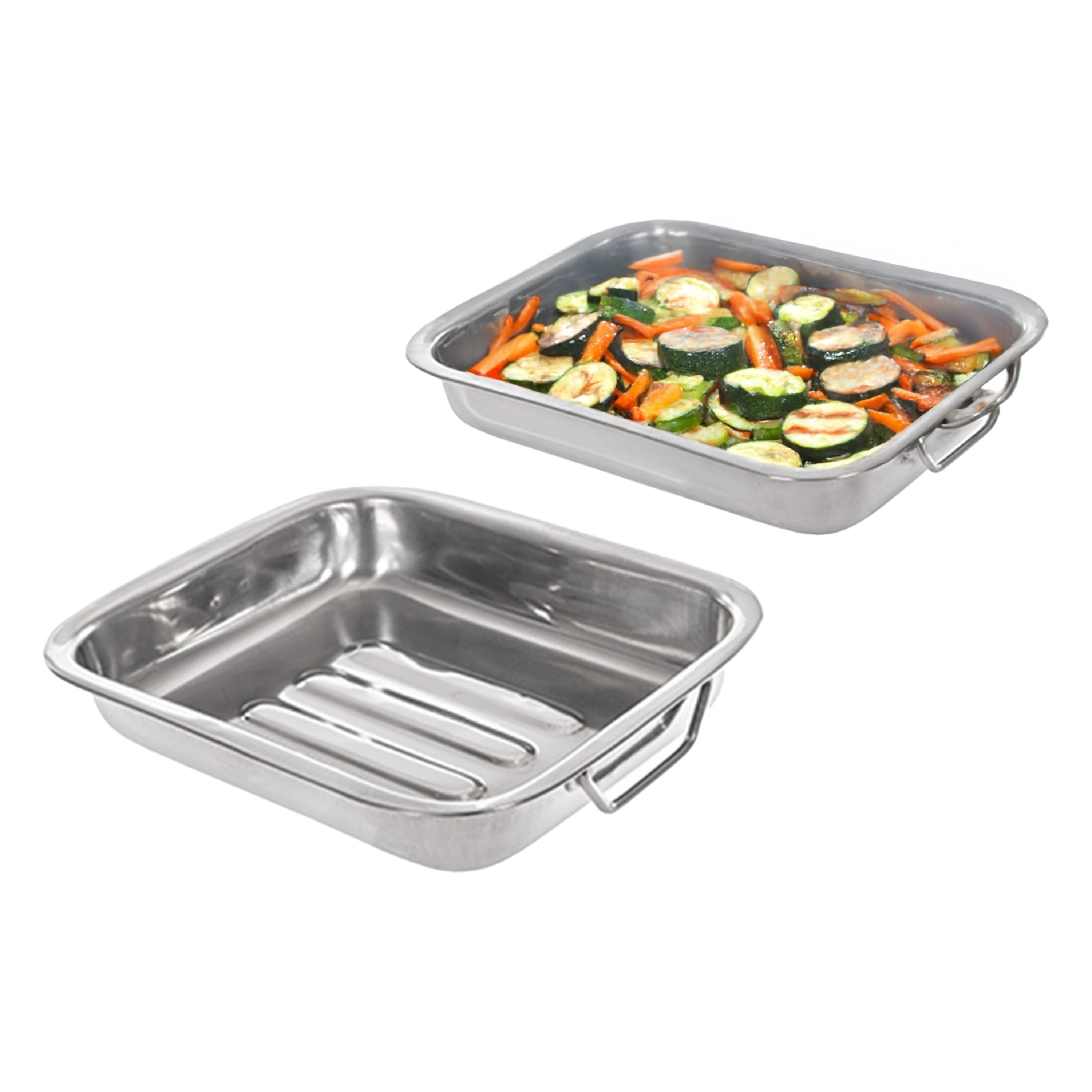 CM Braadslede/ovenschalen - set van 2 stuks - RVS - rechthoekig - braadblik - oven -
