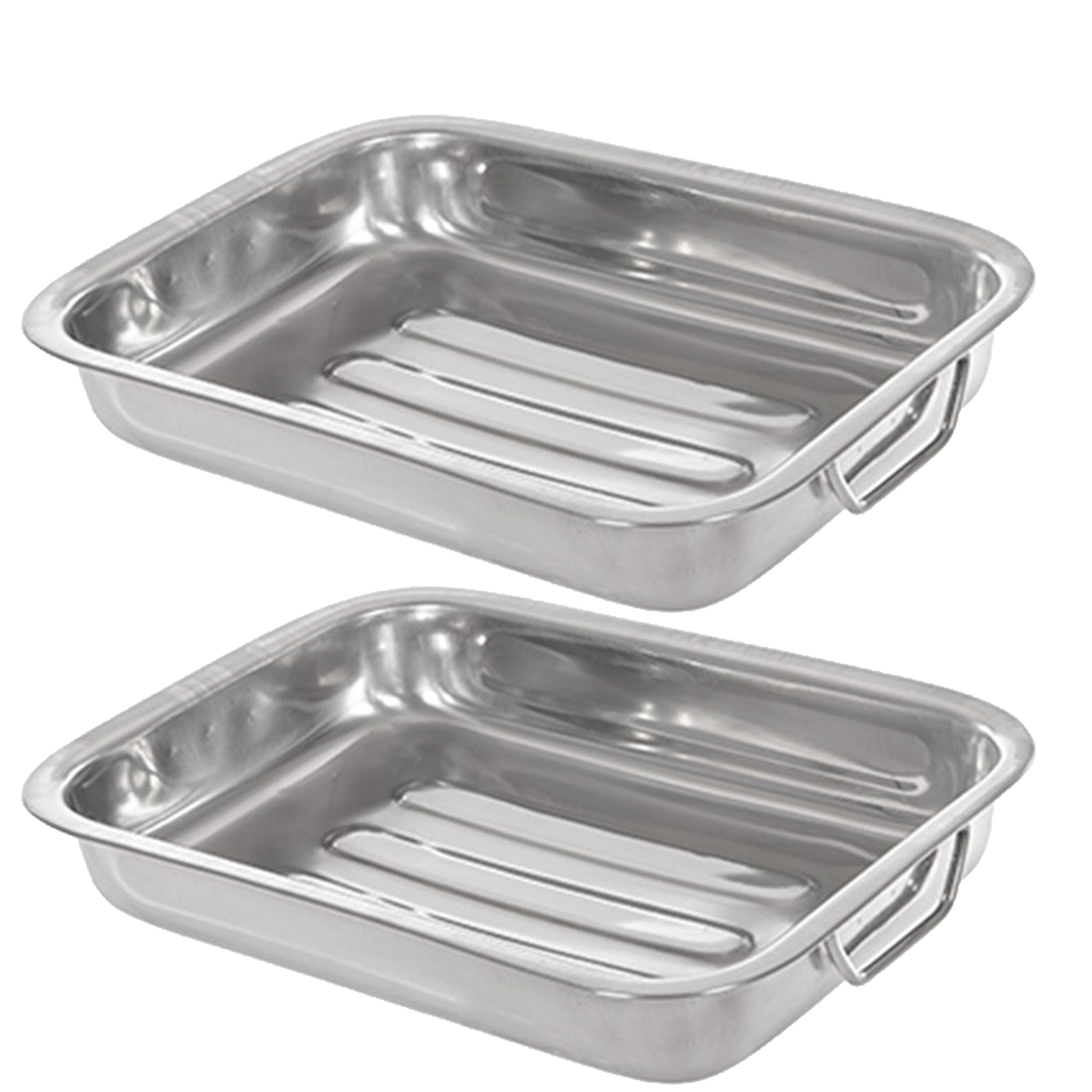 CM Braadslede/ovenschaal RVS - 2x - rechthoekig - 31 x 23 x 5  - braadblik - oven -