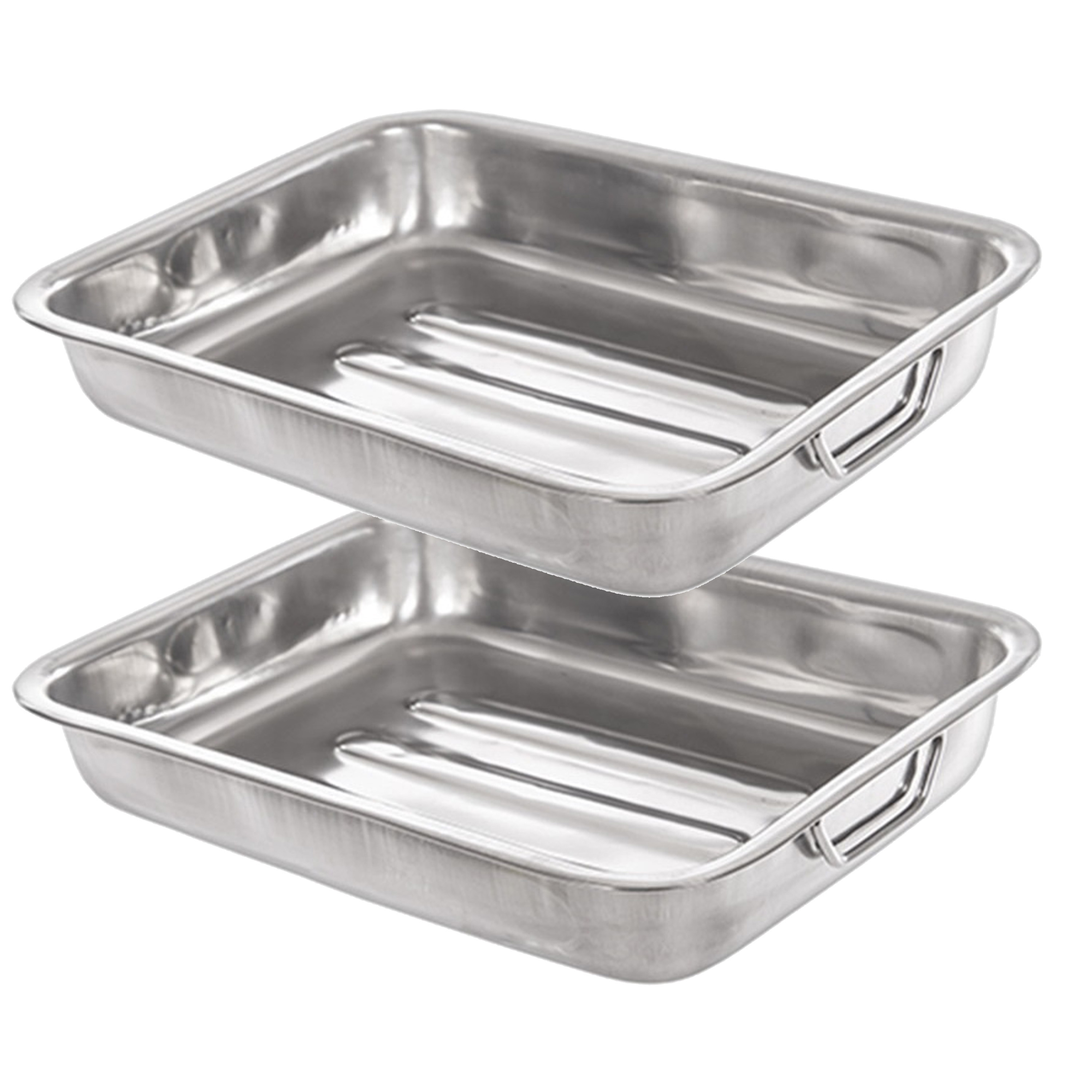 CM Braadslede/ovenschaal RVS - 2x - rechthoekig - 35 x 26 x 6  - braadblik - oven -