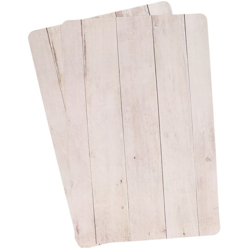 Cosy & Trendy 2x Placemats beige hout print cm -