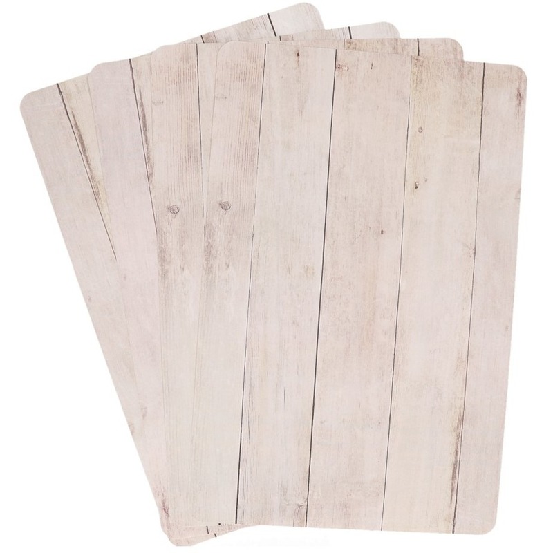 Cosy & Trendy 4x Placemats beige hout print cm -