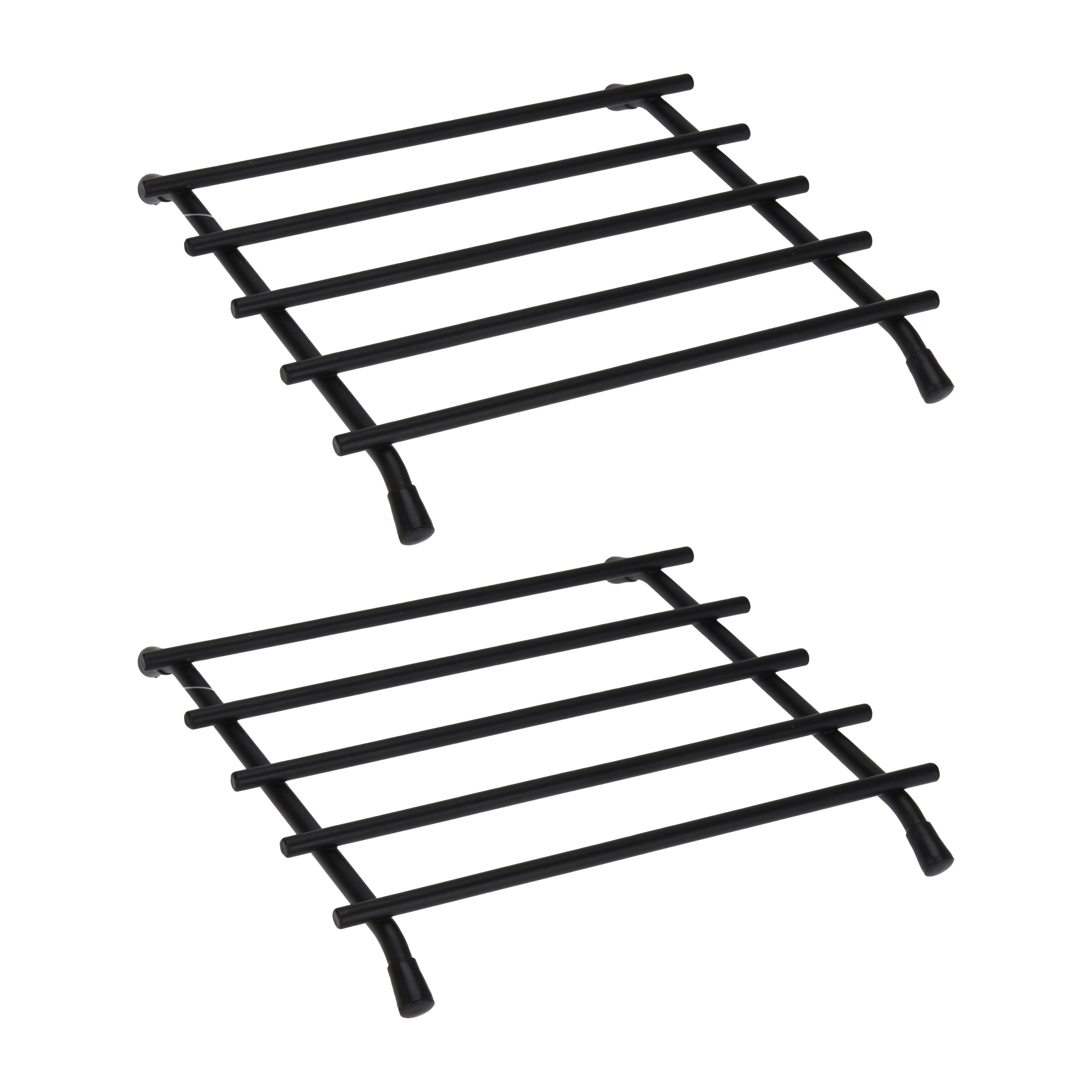 Bellatio Design BD Pannenonderzetter - 2x - zwart - metaal - 20 x 20 cm - ovenschaal onderzetter -