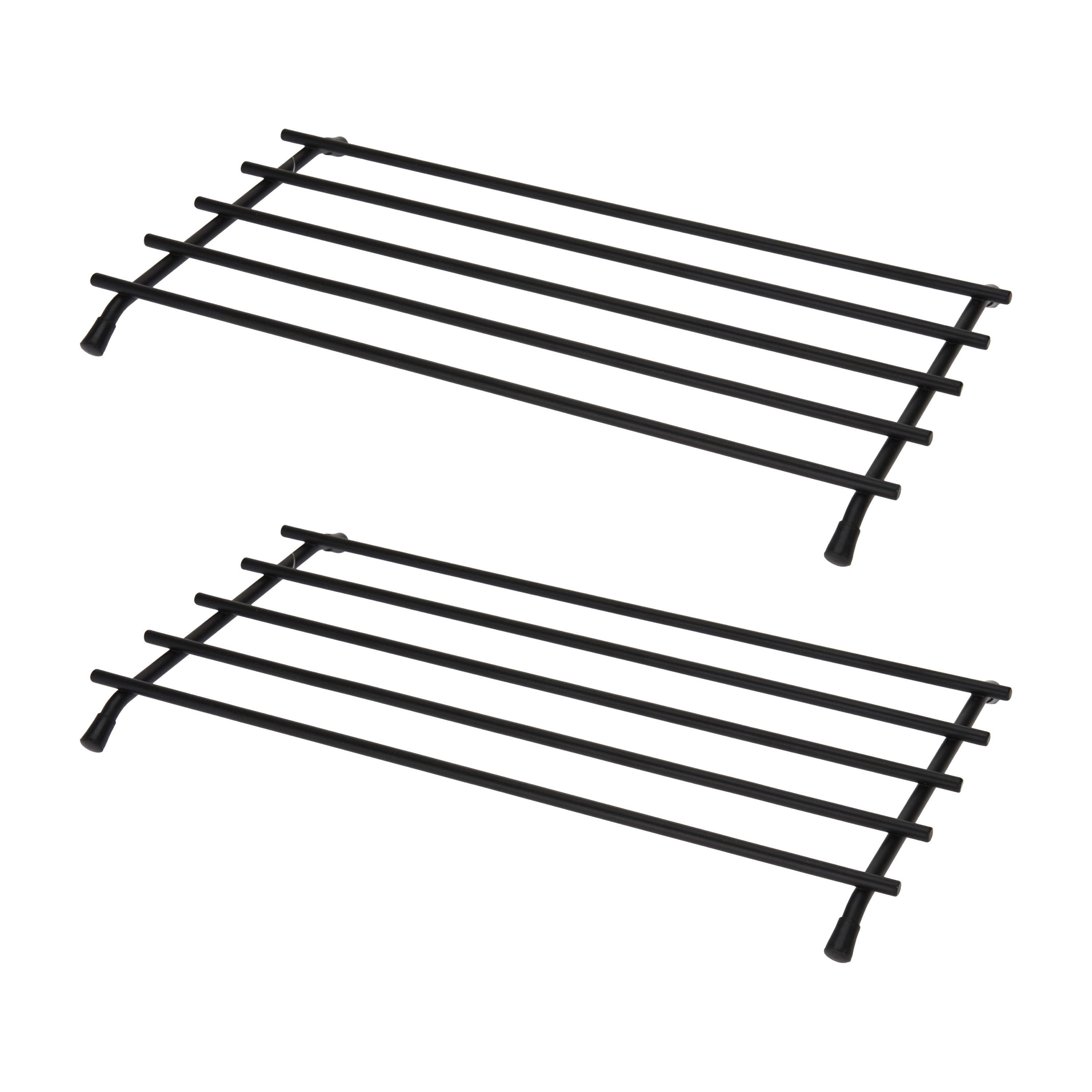 Bellatio Design BD Pannenonderzetter - 2x - zwart - metaal - 35 x 20 cm - ovenschaal onderzetter -