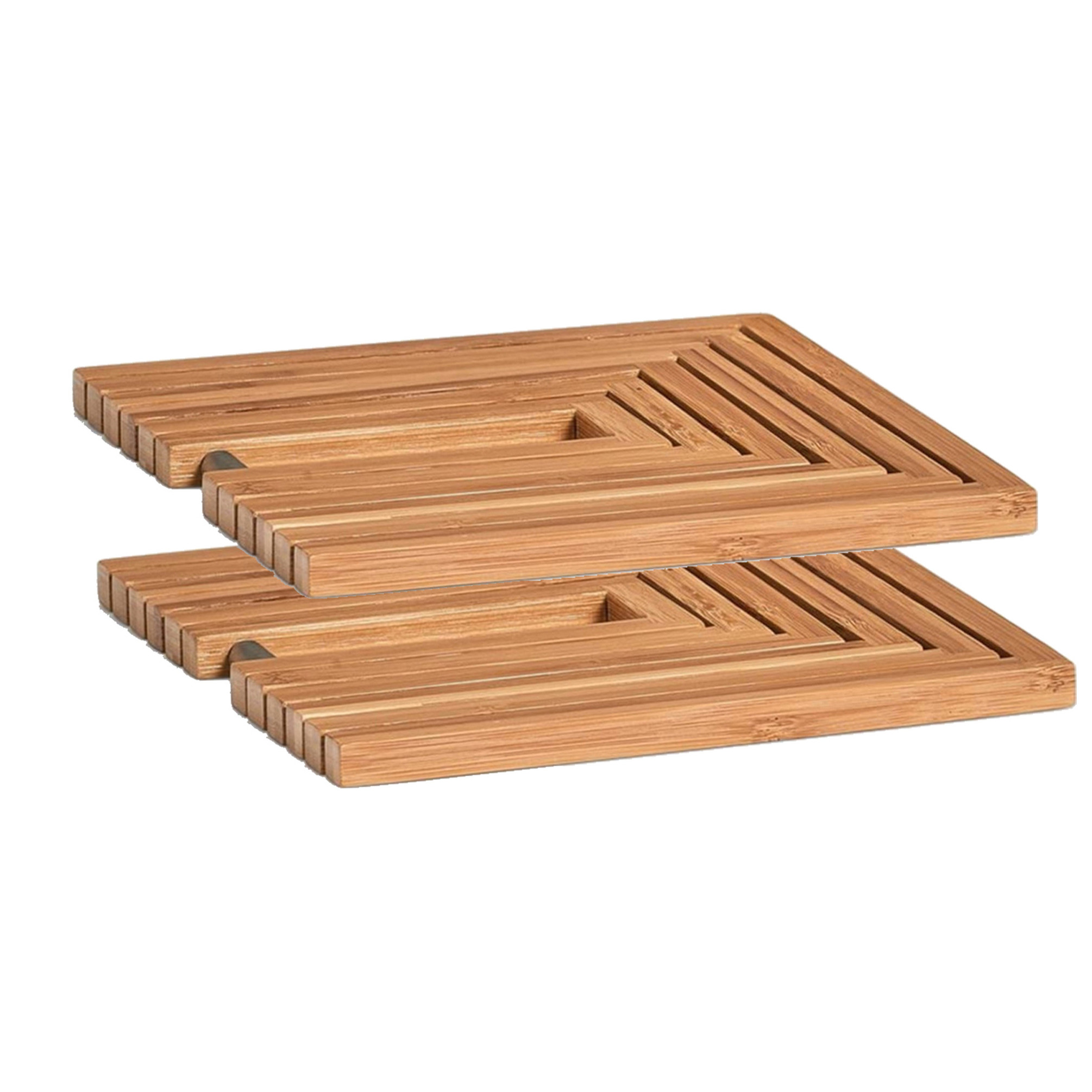 Zeller 2x  pannenonderzetters - uitklapbaar - bamboe hout - 19-34 x 19 cm -