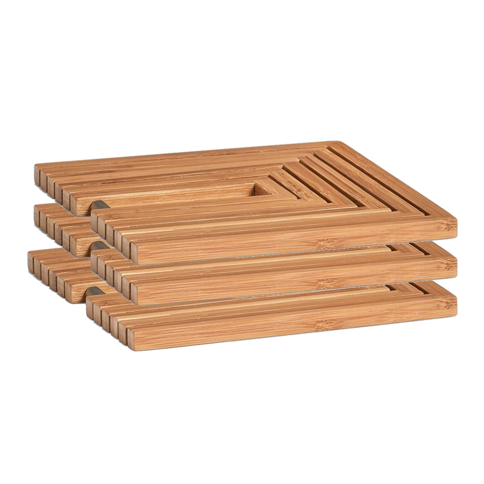 Zeller 3x  pannenonderzetters - uitklapbaar - bamboe hout - 19-34 x 19 cm -