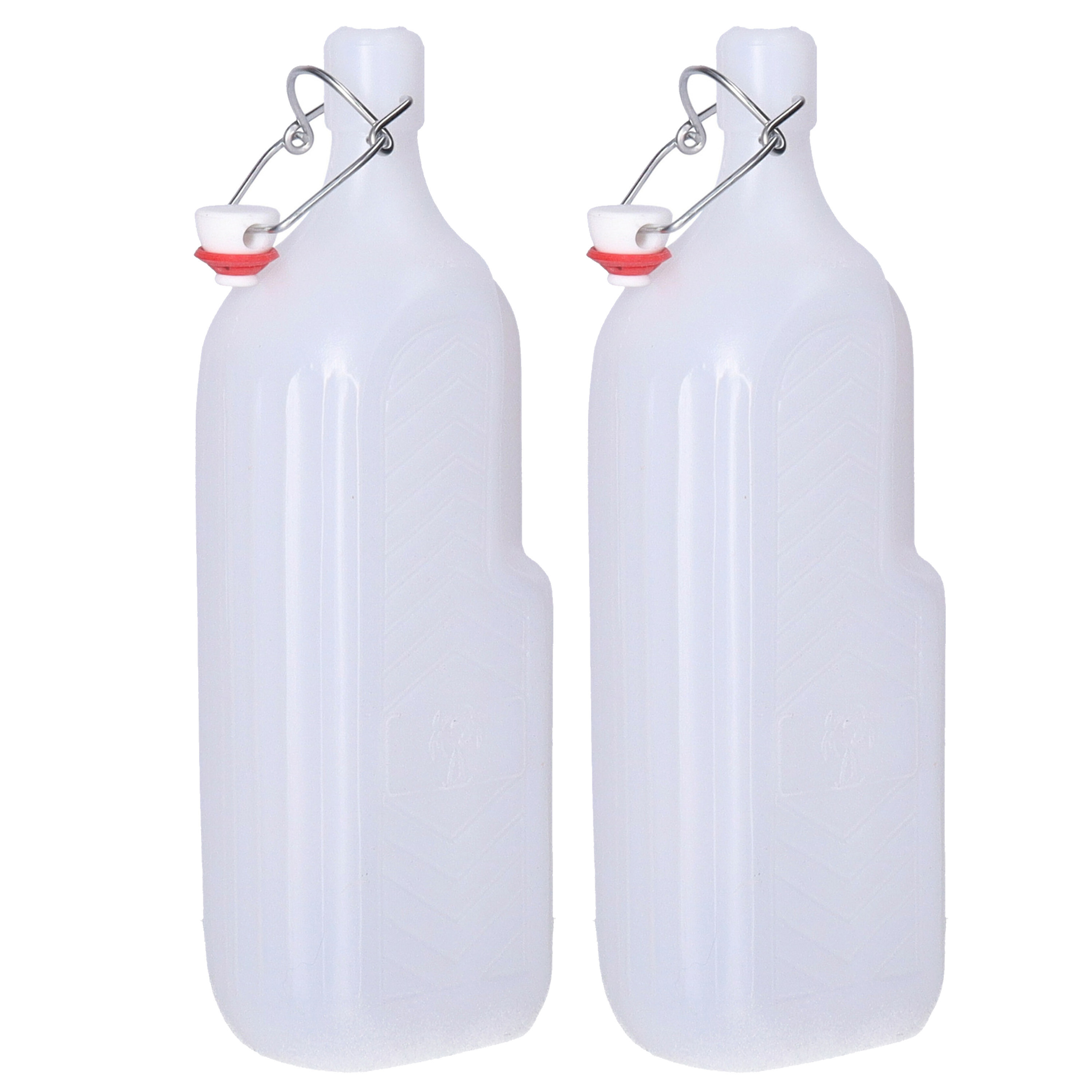 CM beugelfles/weckfles/waterfles container - 2x - wit - kunststof - 1,5 liter -