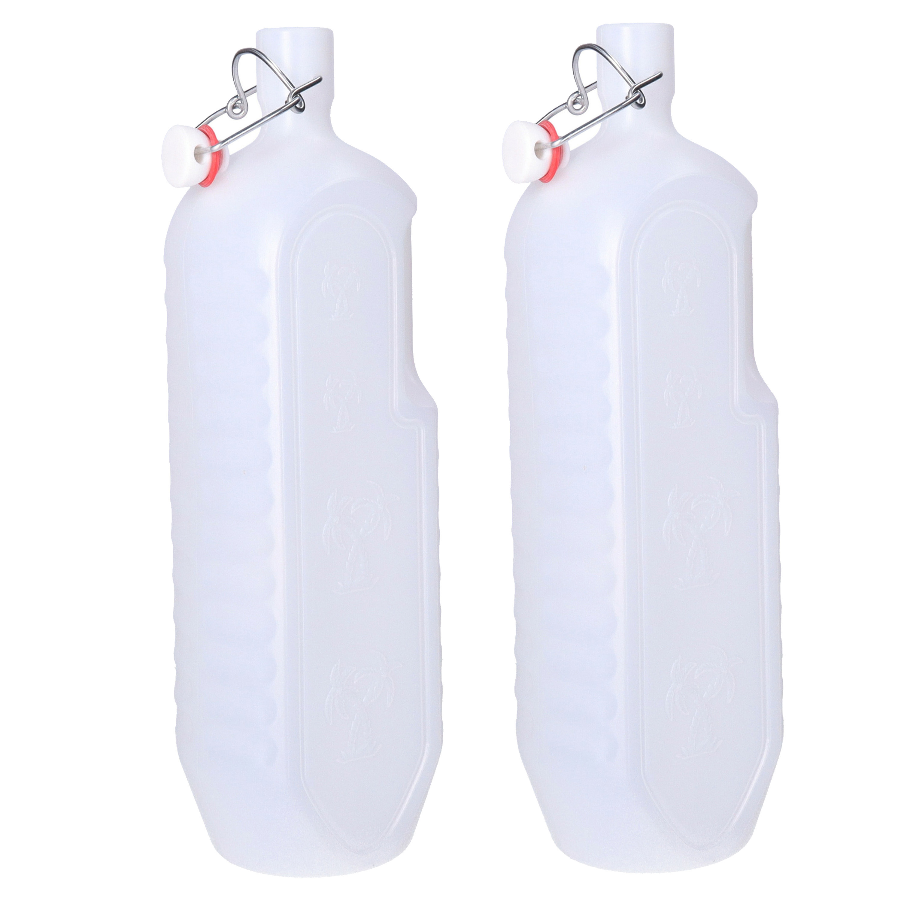 CM beugelfles/weckfles/waterfles container - 2x - wit - kunststof - 2 liter -