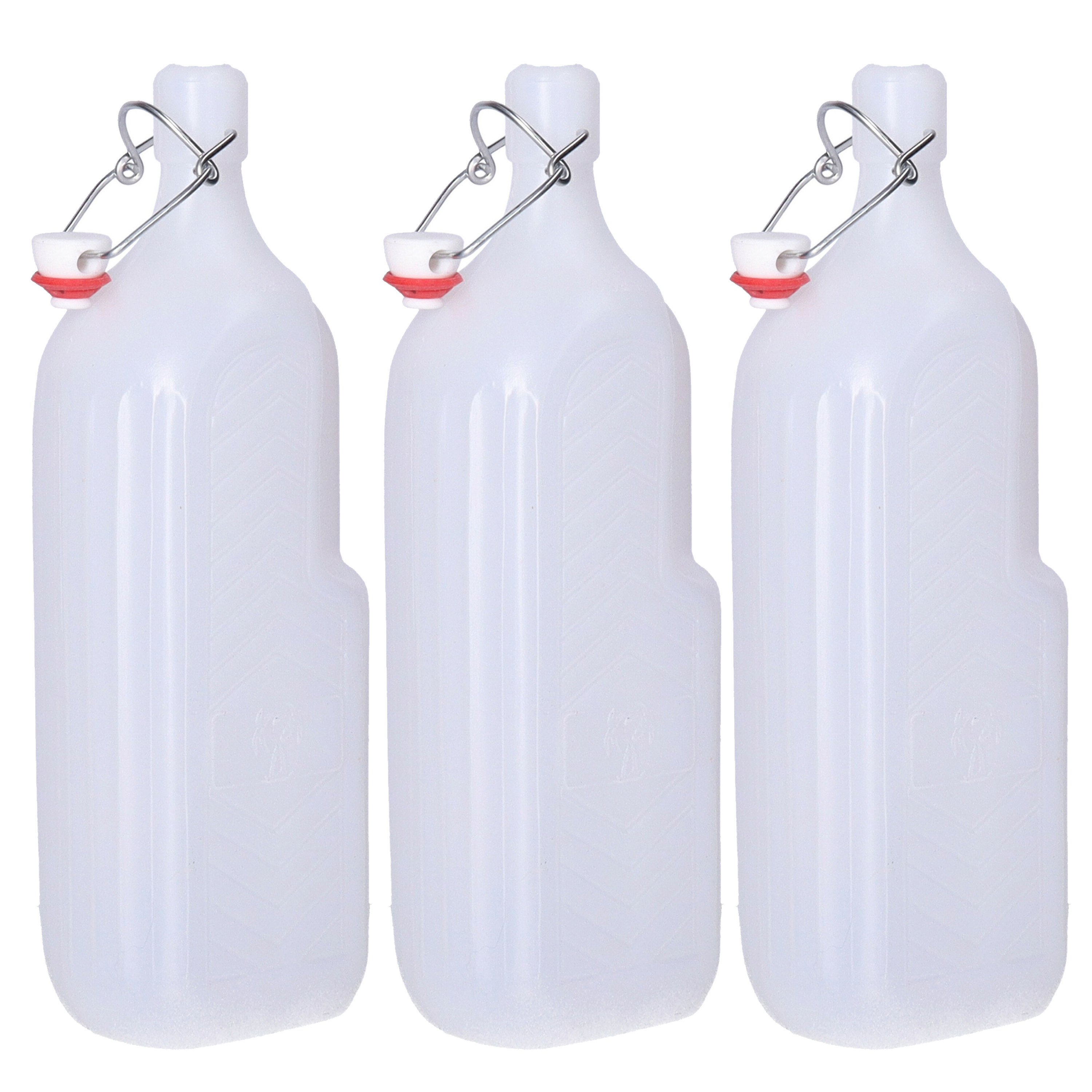 CM beugelfles/weckfles/waterfles container - 3x - wit - kunststof - 1,5 liter -