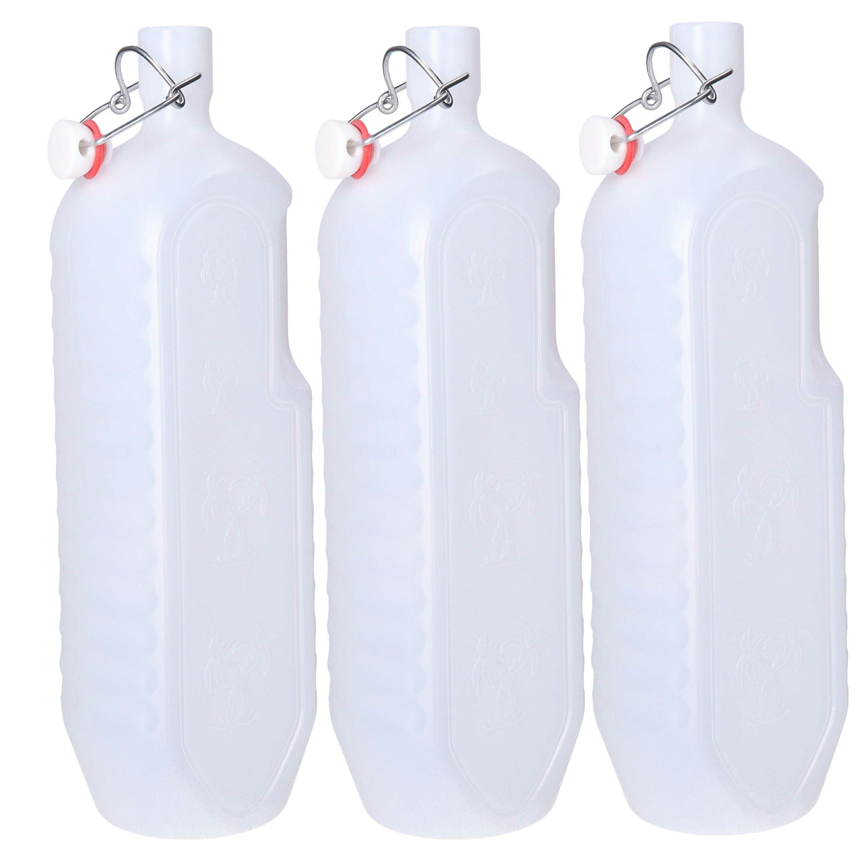 CM beugelfles/weckfles/waterfles container - 3x - wit - kunststof - 2 liter -