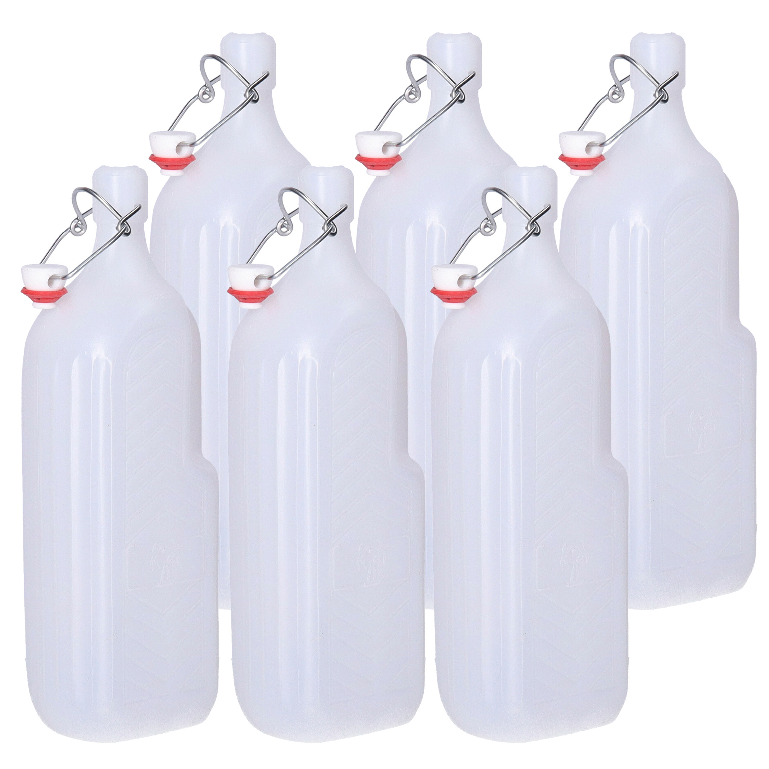 CM beugelfles/weckfles/waterfles container - 6x - wit - kunststof - 1,5 liter -