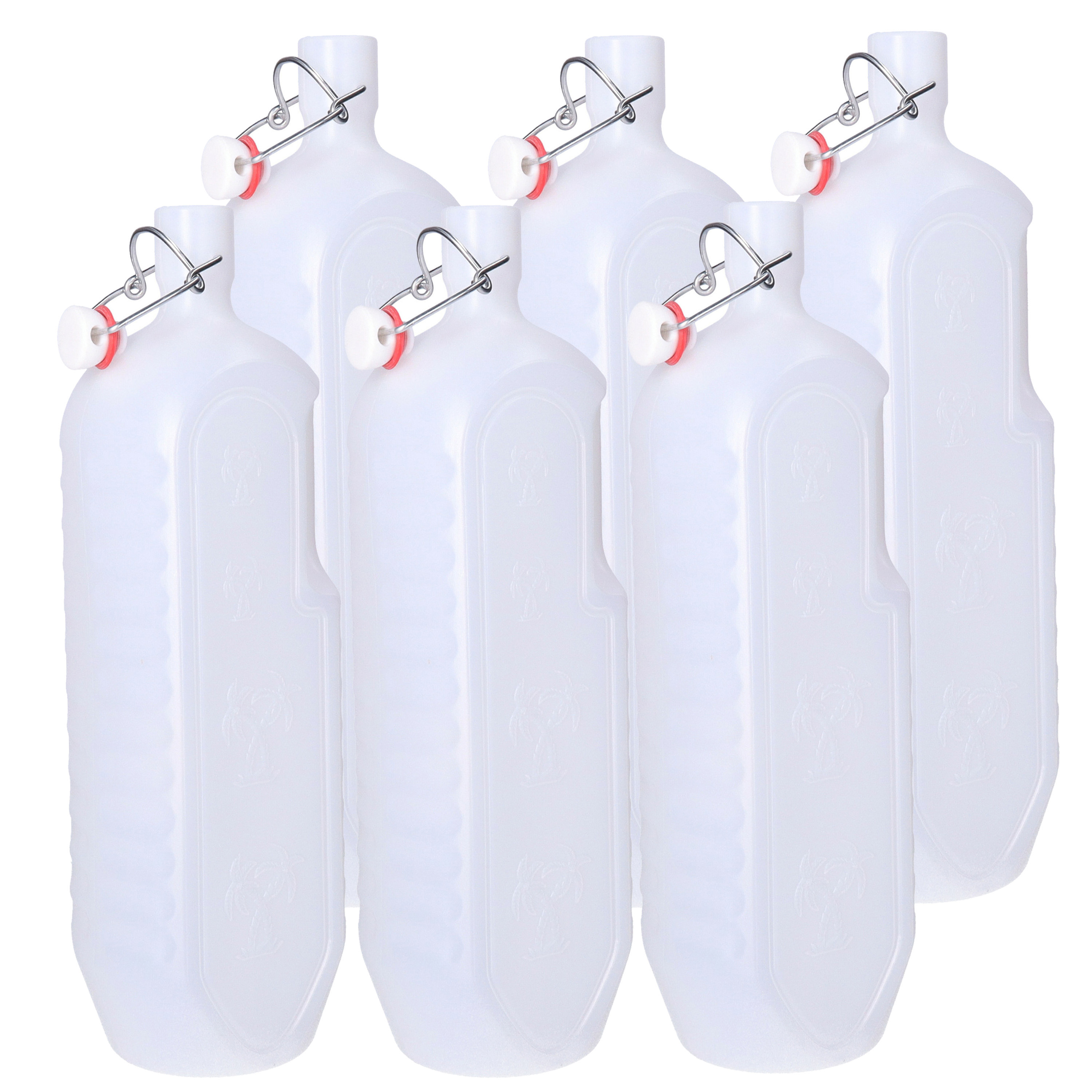 CM beugelfles/weckfles/waterfles container - 6x - wit - kunststof - 2 liter -