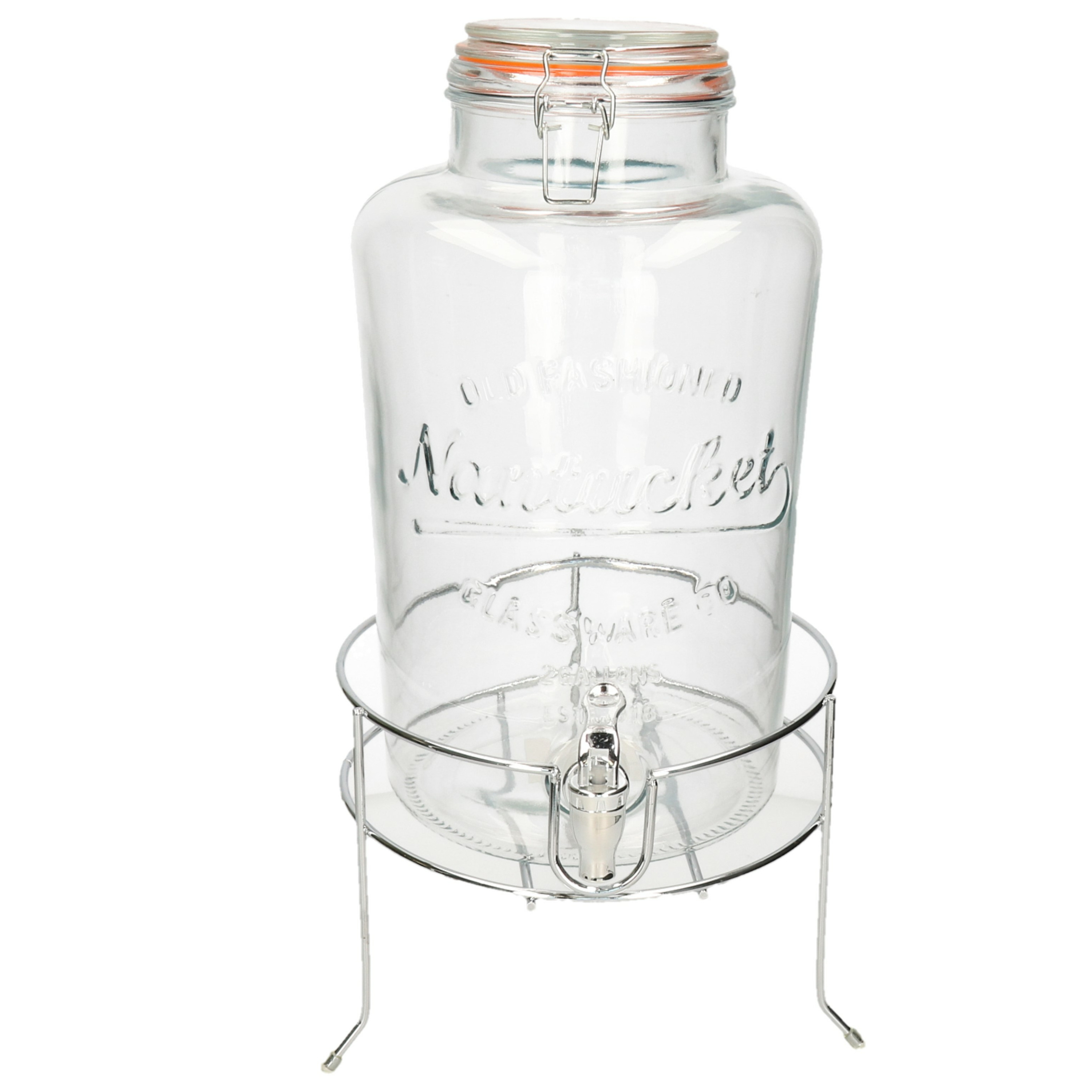Svenska Living Drankdispenser/limonadedispenser op verhoger - glas - RVS - 8 liter - 18 x cm -