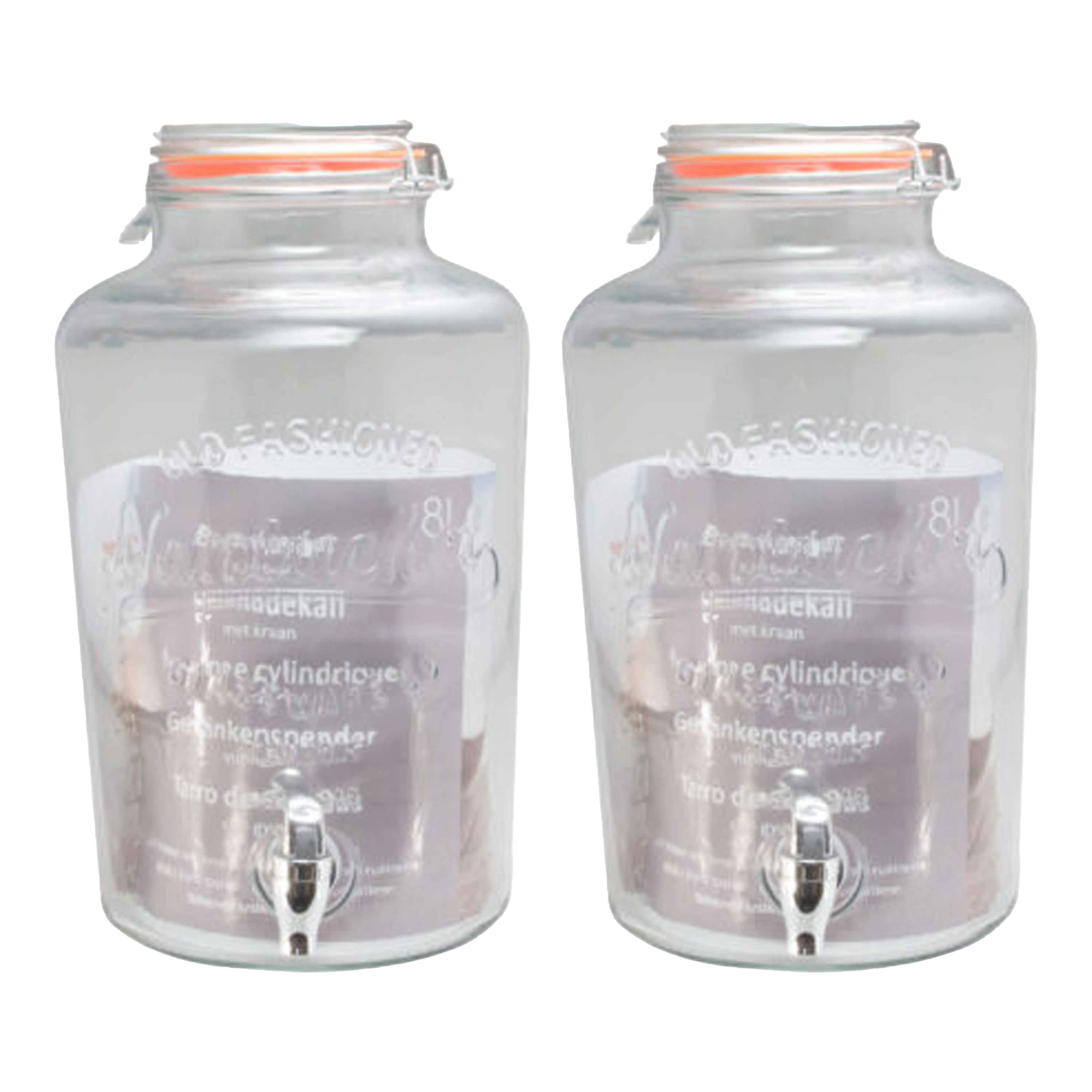Svenska Living Drankdispenser/limonadedispenser - 2x - glas - 8 liter - 18 x cm -