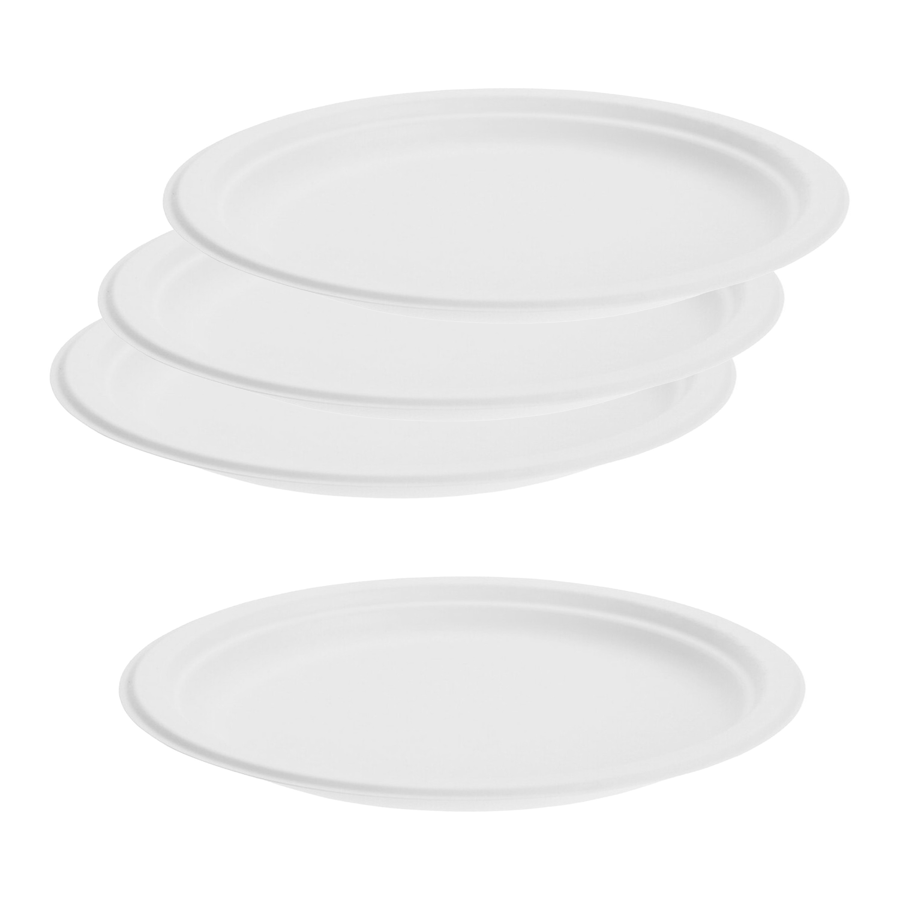 Merkloos BBQ/Verjaardag feest bordjes - 40x - 1-vaks - wit - D23 cm - suikerrietpulp - composteerbaar -