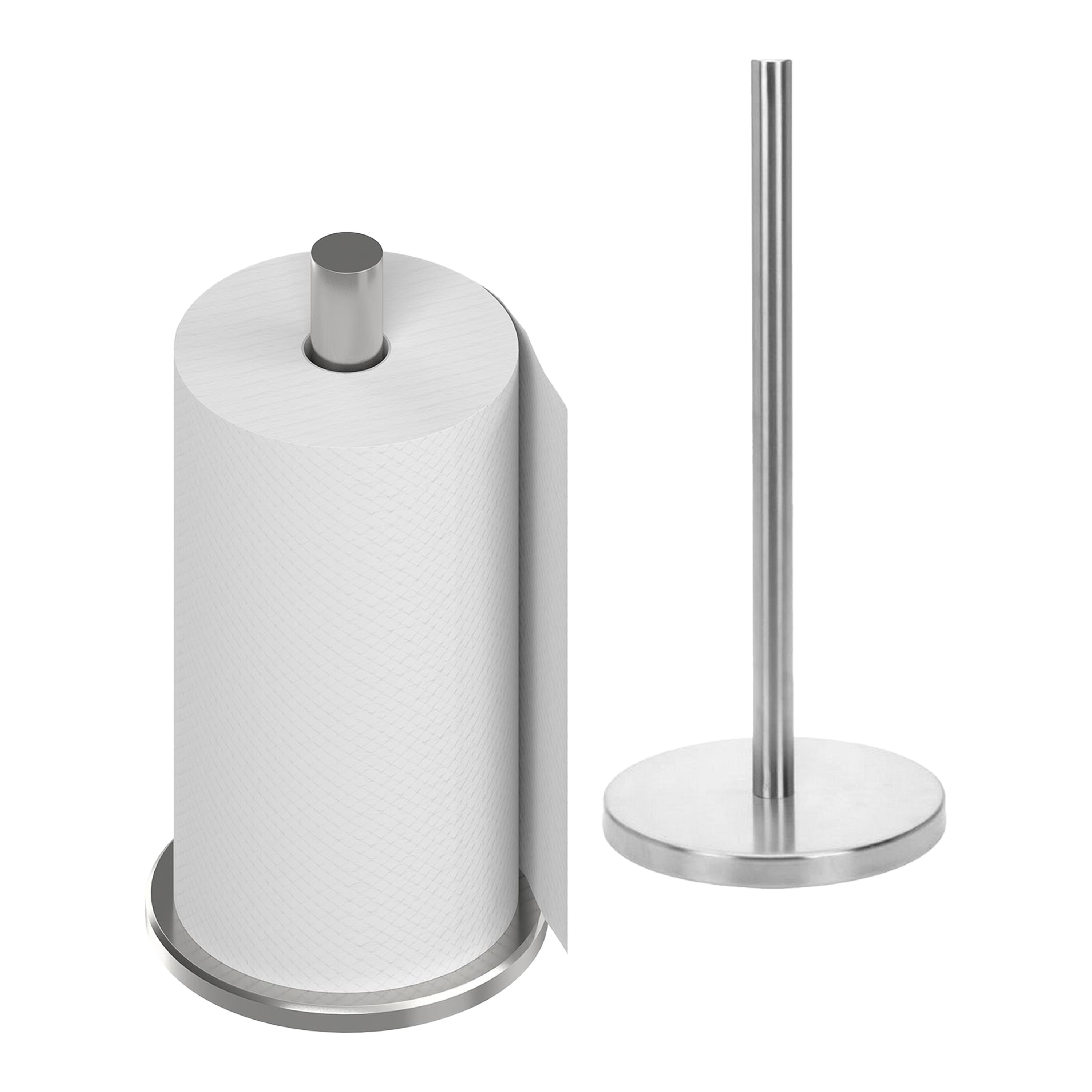 Bellatio Design BD Keukenrolhouder - 2x - zilverkleurig - staand - keukenrol houder - RVS - H32 cm -