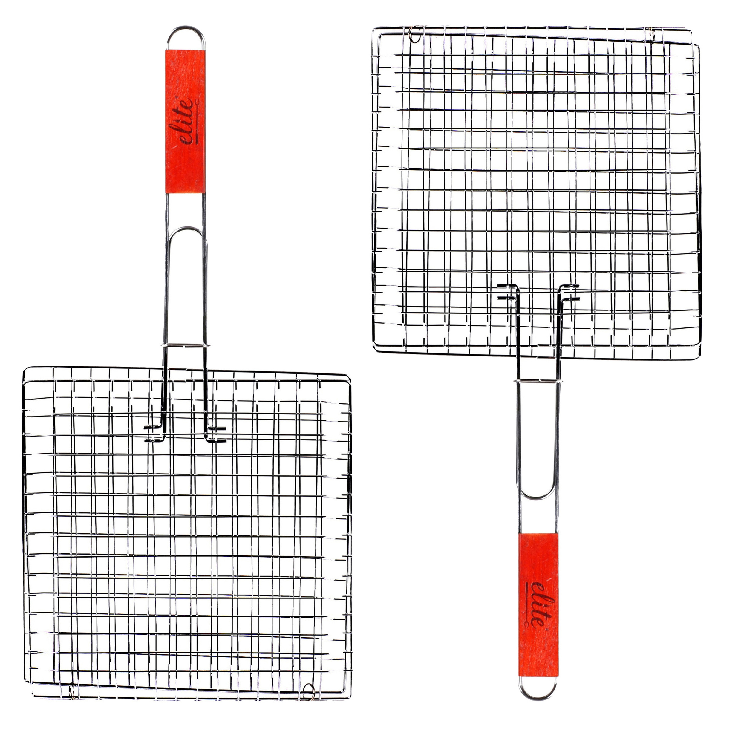 Elite BBQ/barbecue rooster - 2x - klem grill - metaal/hout - 22 x x 1 cm -