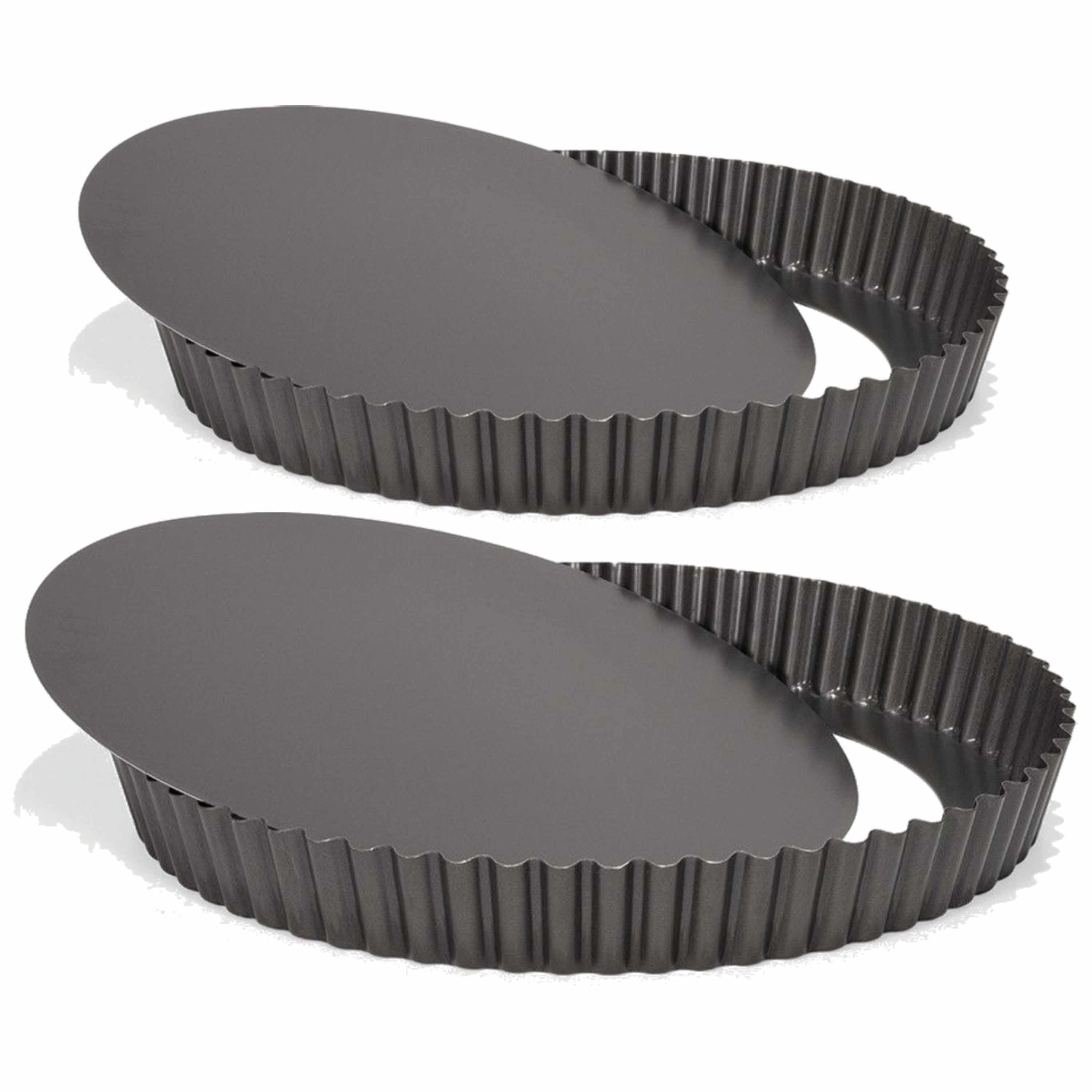Patisse Set van 2x ronde taart/quiche bakvormen zwart 24 en 28 cm -