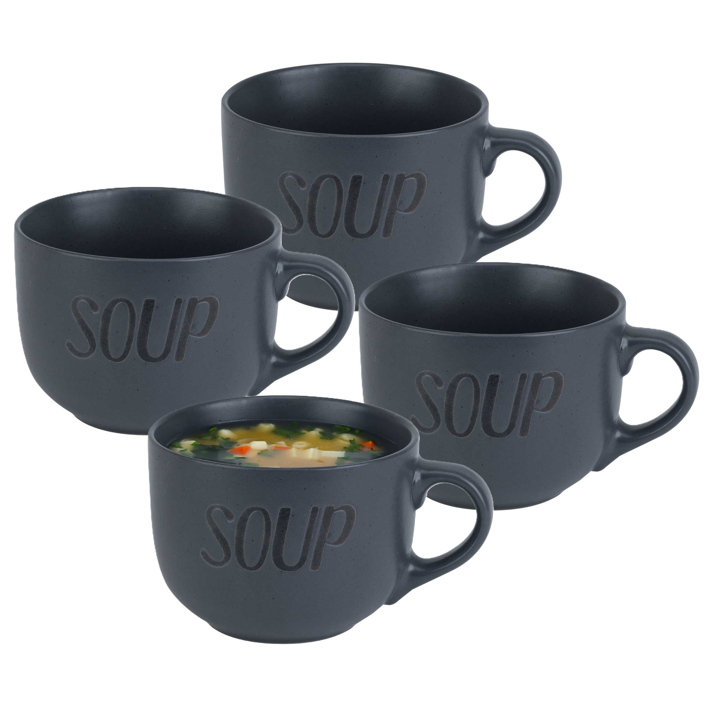 Cosy & Trendy Soepkom - 10x - donkergrijs - 11 cm - 510 ml - Soepbeker - kommetje -