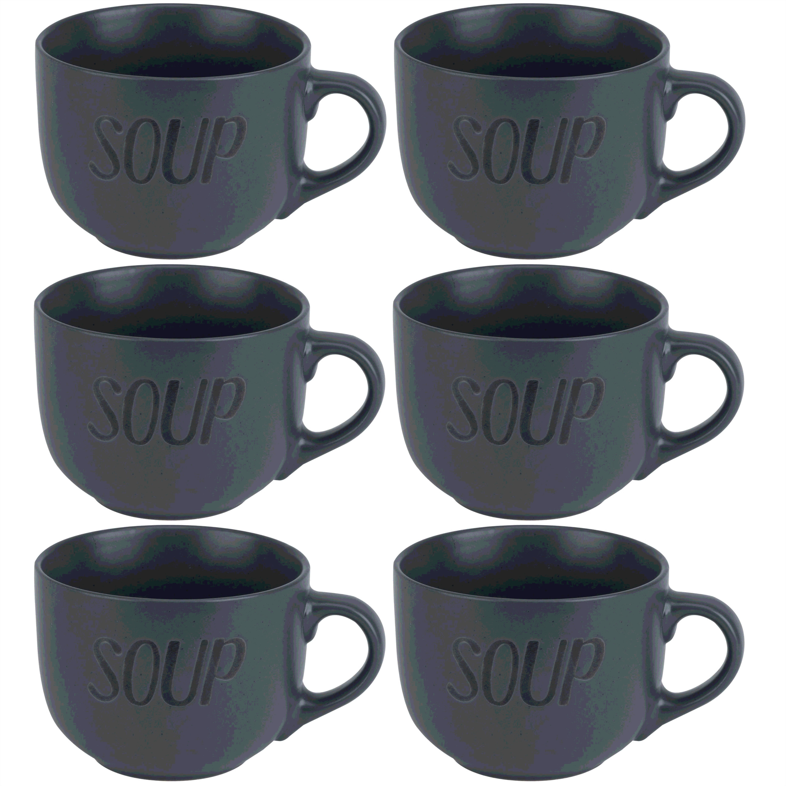 Cosy & Trendy soepkommen - 12x - donkergrijs - 510 ml - soepbeker - kommetje -