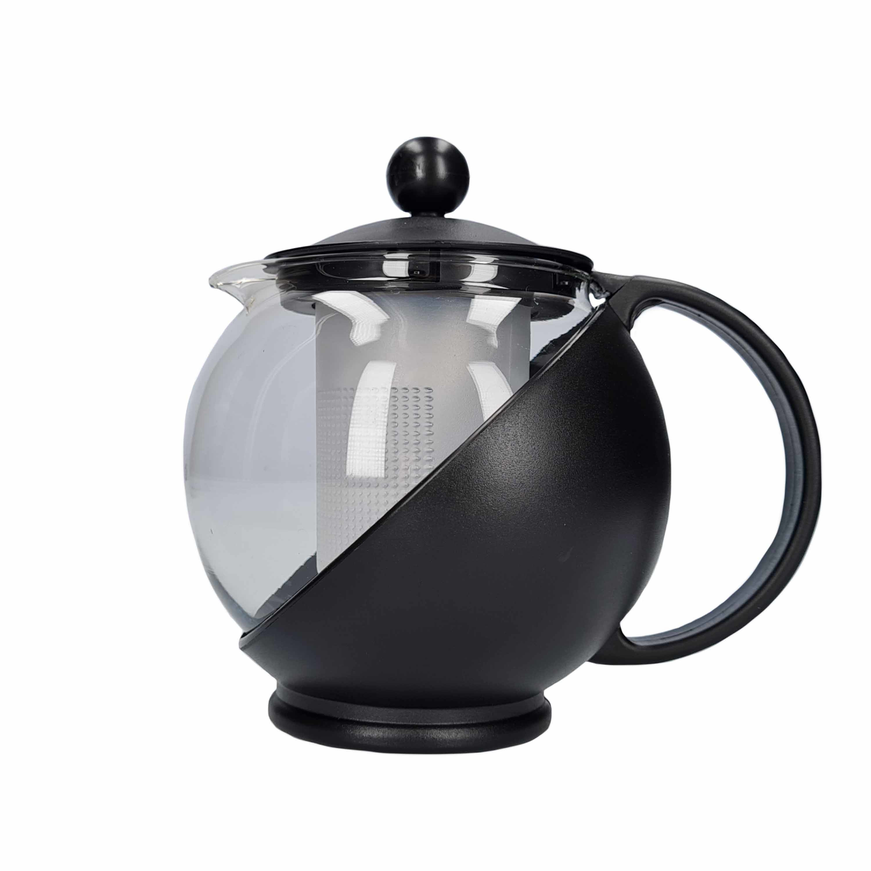 Gerimport Theepot - met infuser/ filter - 750 ml - zwart - theekan -