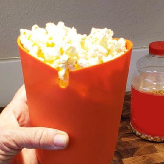Practical Household Unieke BPA-vrije ruimtebesparende siliconen popcornemmer voor één portie voor restaurant-popcornemmer rood