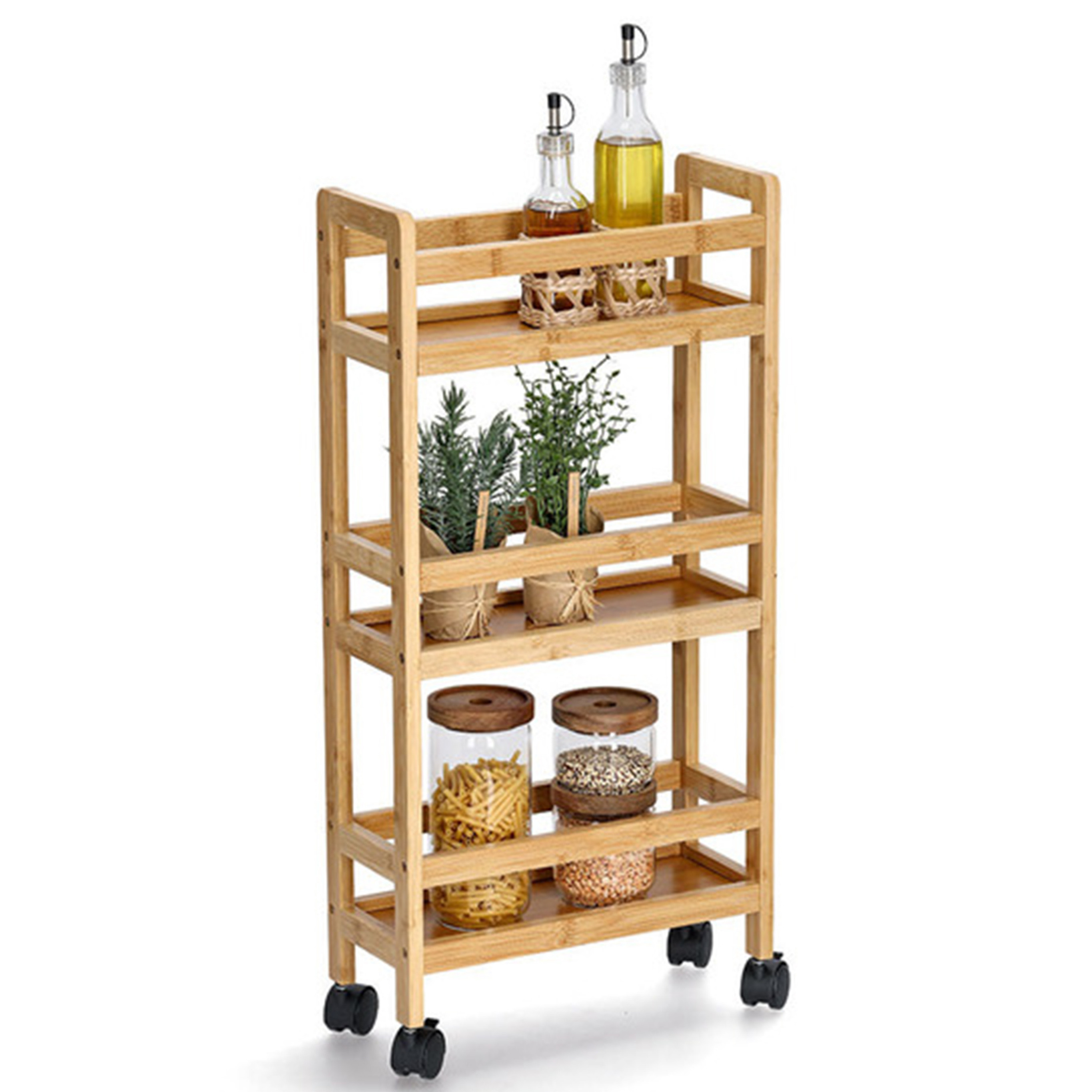 Zeller Present Trolley natuurlijk, bamboe / mdf, incl. 4 wielen