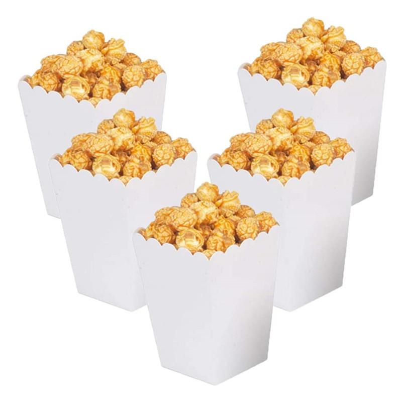 Happy Home Mall 12 stuks papieren snoepdozen popcorndoos feestbenodigdheden pure popcorndozen snacks voedselbak bruiloft kinderen verjaardagsbenodigdheden 11.5x7.5x5cm