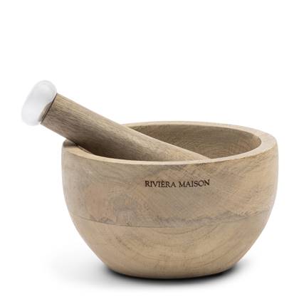 Rivièra Maison Riviera Maison Vijzel met stamper Bruin, Hout - RM Mortar & Pestle