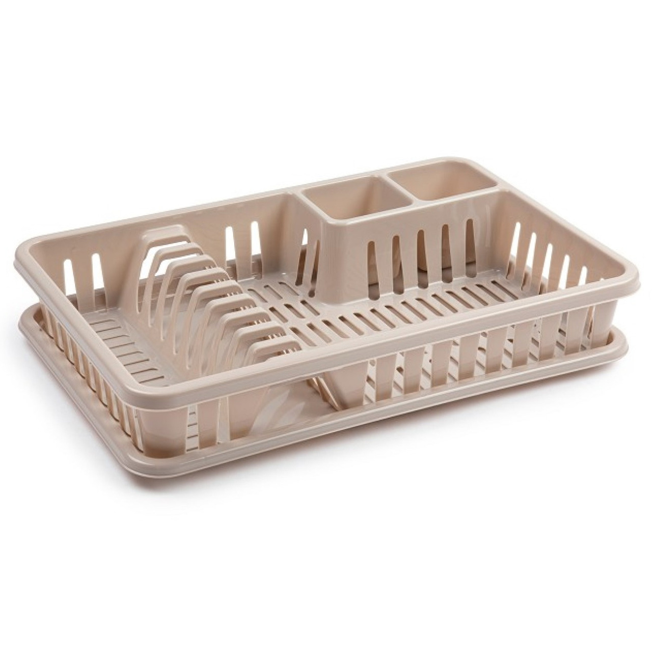 PlasticForte Afdruiprek met lekbak - 45 x 30 cm - beige - Afwassen/afdrogen - Afwasrekken - Kunststof -