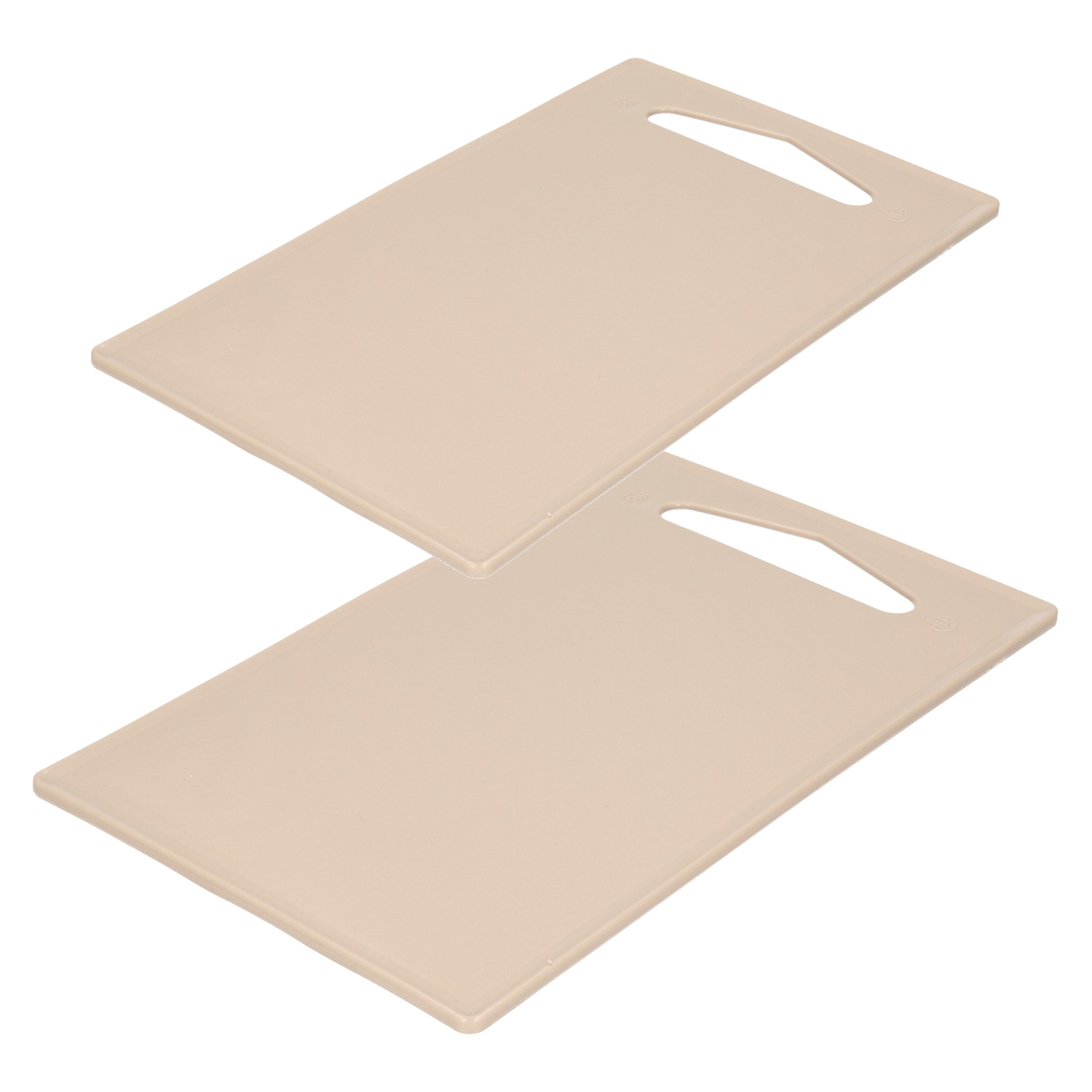 Forte Plastics Kunststof snijplanken set van 2x stuks beige/taupe 27 x 16 en x 24 cm -