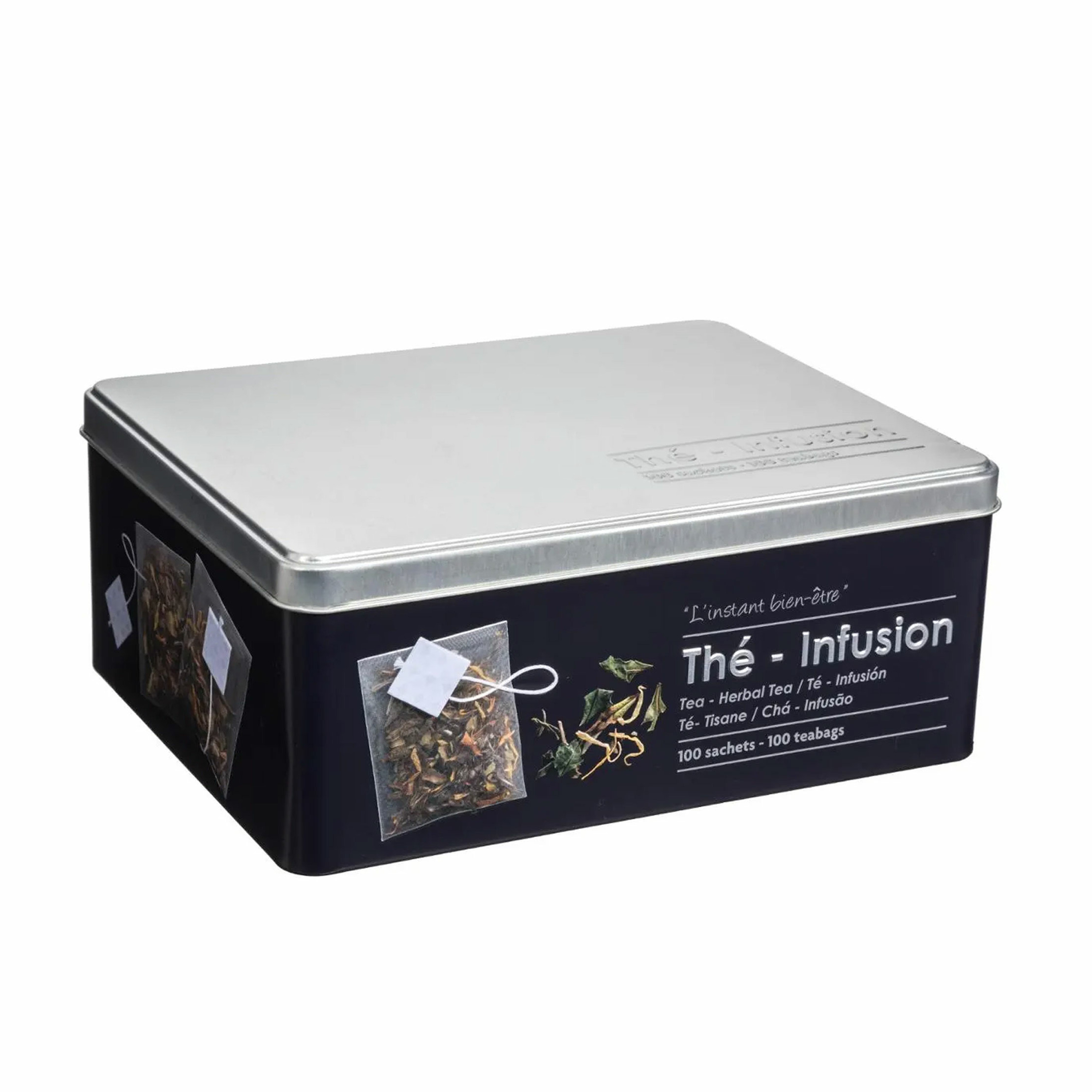 5five Theedoos - 100 theezakjes - metaal - 20,5 x 16 x 8,5 cm - theeblik -