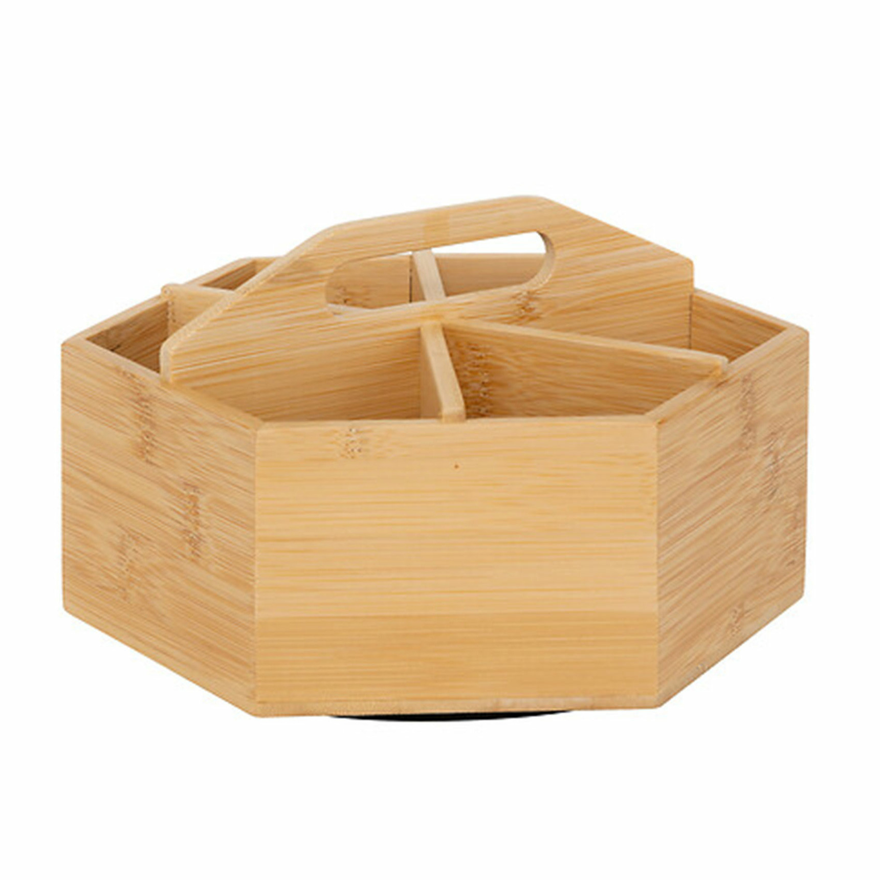 5five Theedoos organizer - draaiend - bamboe - 22 x 12,5 cm - thee serveren -