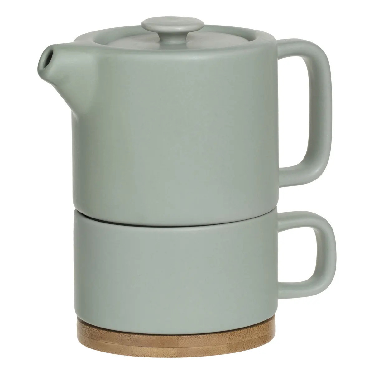Secret de Gourmet Theepot Penang - Keramiek - met kopje - mintgroen - 10 x 15 cm -