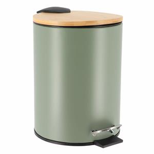 Tendance Badkamer prullenbak Bamboo vibe - soft close - olijf - 3 ltr -