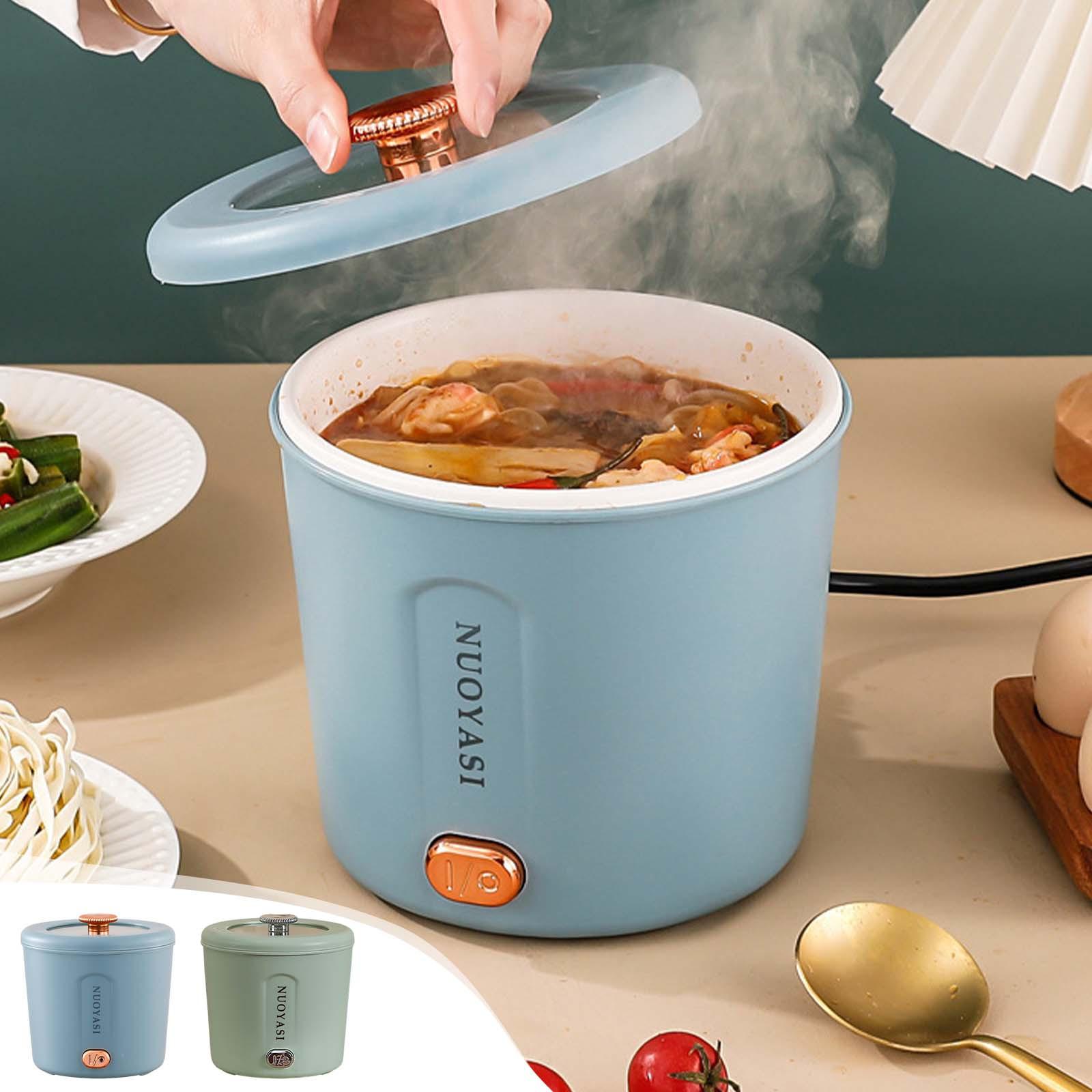 Refreshing Home Hot Pot Elektrische Mini Ramen Cooker 450W Noodles Cooker Multifunctionele Elektrische Pot Voor Het Koken Van Pasta Soep Draagbare Pot Met Oververhitting blauw
