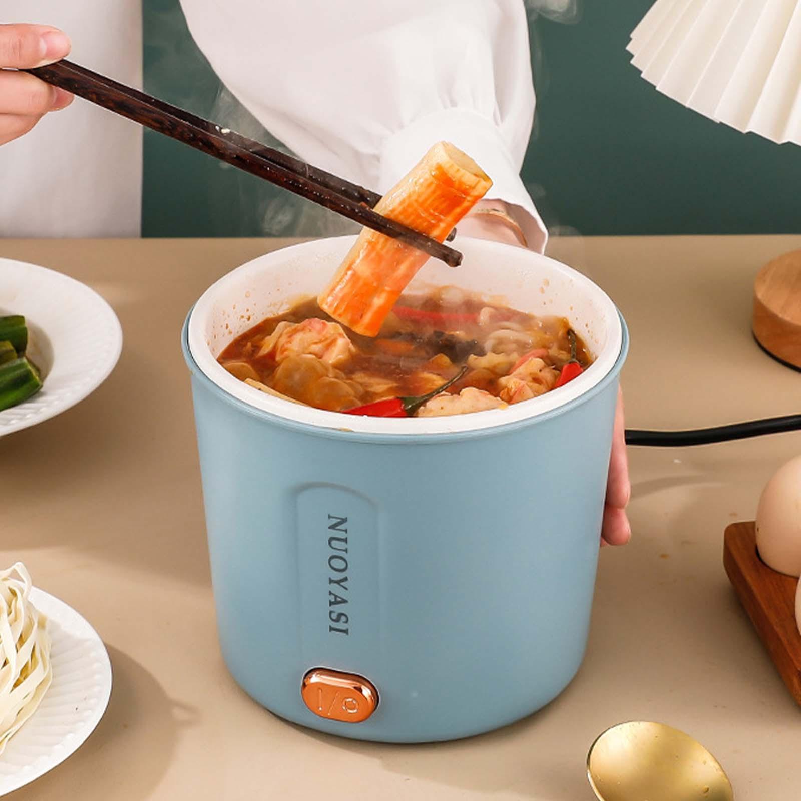 Factory Discount Outlet Hot Pot Elektrische Mini Ramen Cooker 450W Noodles Cooker Multifunctionele Elektrische Pot Voor Het Koken Van Pasta Soep Draagbare Pot Met Oververhitting blauw