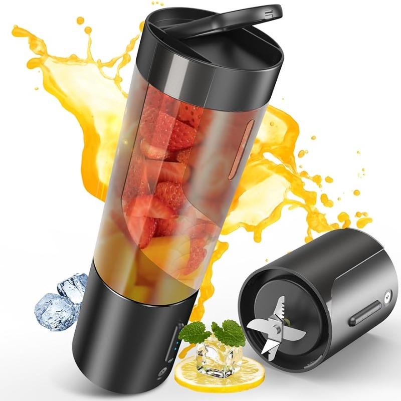 Huaqiang North Electronics Draagbare blender, shakes en smoothies met 6 ultrascherpe messen, 15Oz miniblender USB oplaadbaar magnetisch voor reizen/picknick/kantoor/sportschool 1PCS zwart